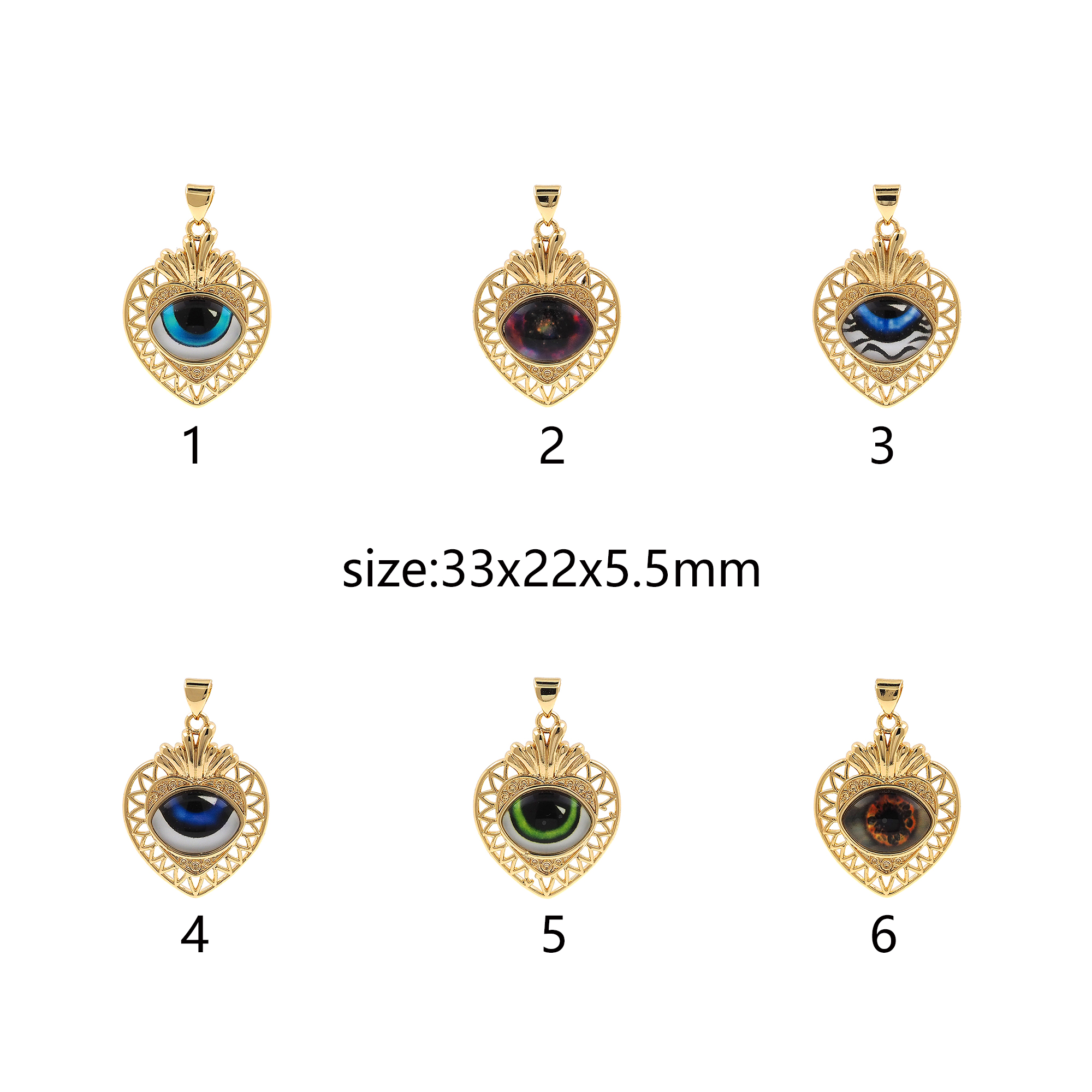18K Gold Filled Evil Eye Pendant,Amulet Charm Earrings Necklace for DIY Jewelry Making Supply