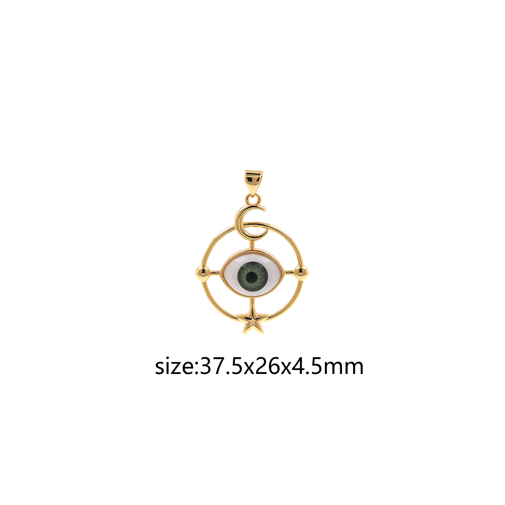 18K Gold Filled Evil Eye Pendant,Dainty Amulet Charm Earrings Necklace for DIY Jewelry Making Supply