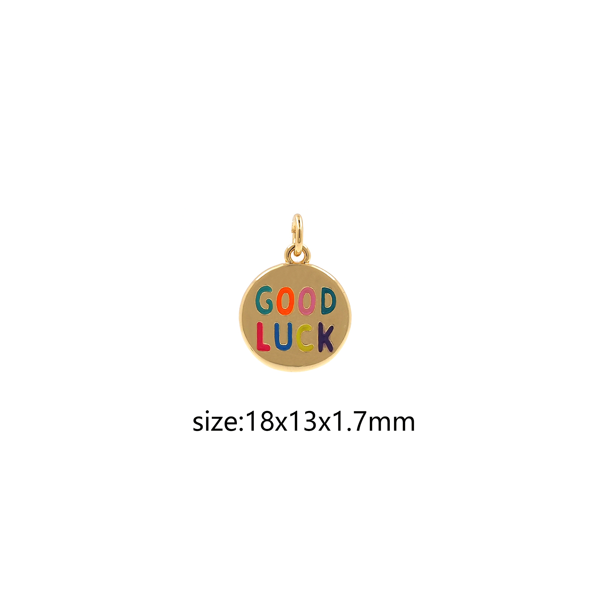 18K Gold Filled Good Luck Pendant,Enamel Good Luck Charm Earrings Necklace for DIY Jewelry Making Supply