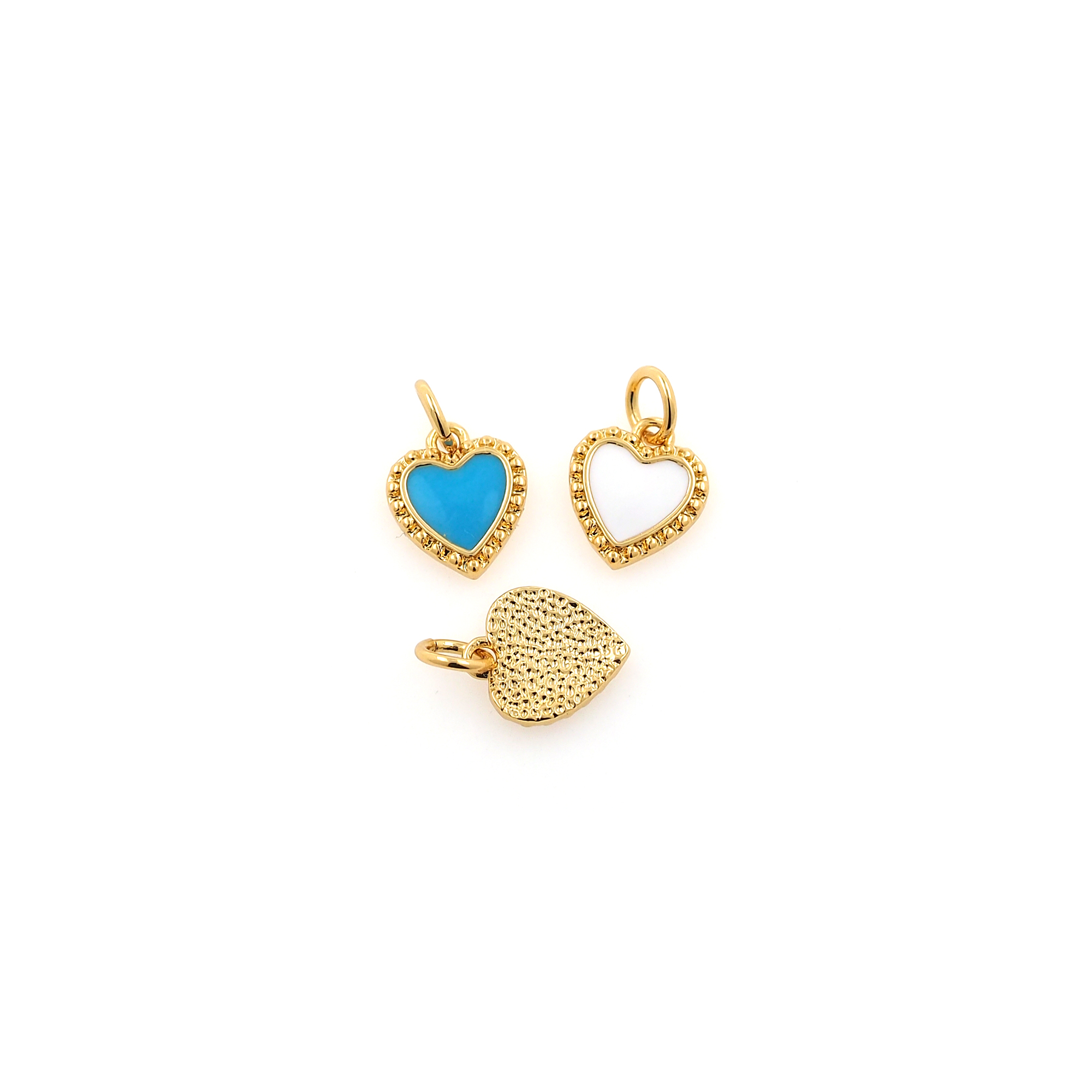18K Gold Filled Heart Pendant,Enamel Heart Charm Earrings Necklace for DIY Jewelry Making Supply