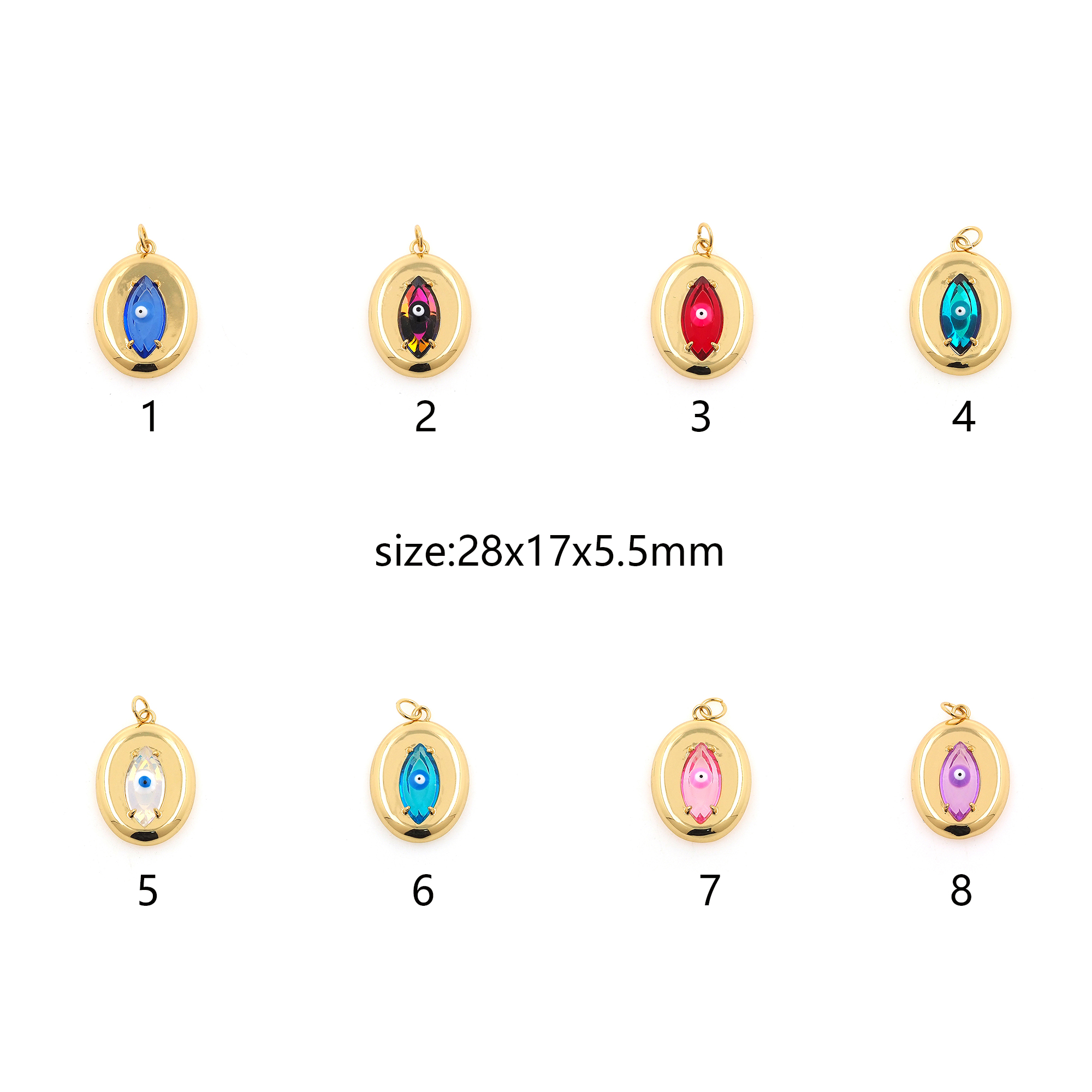 18K Gold Filled Evil Eye Pendant,Amulet Charm Earrings Necklace for DIY Jewelry Making Supply