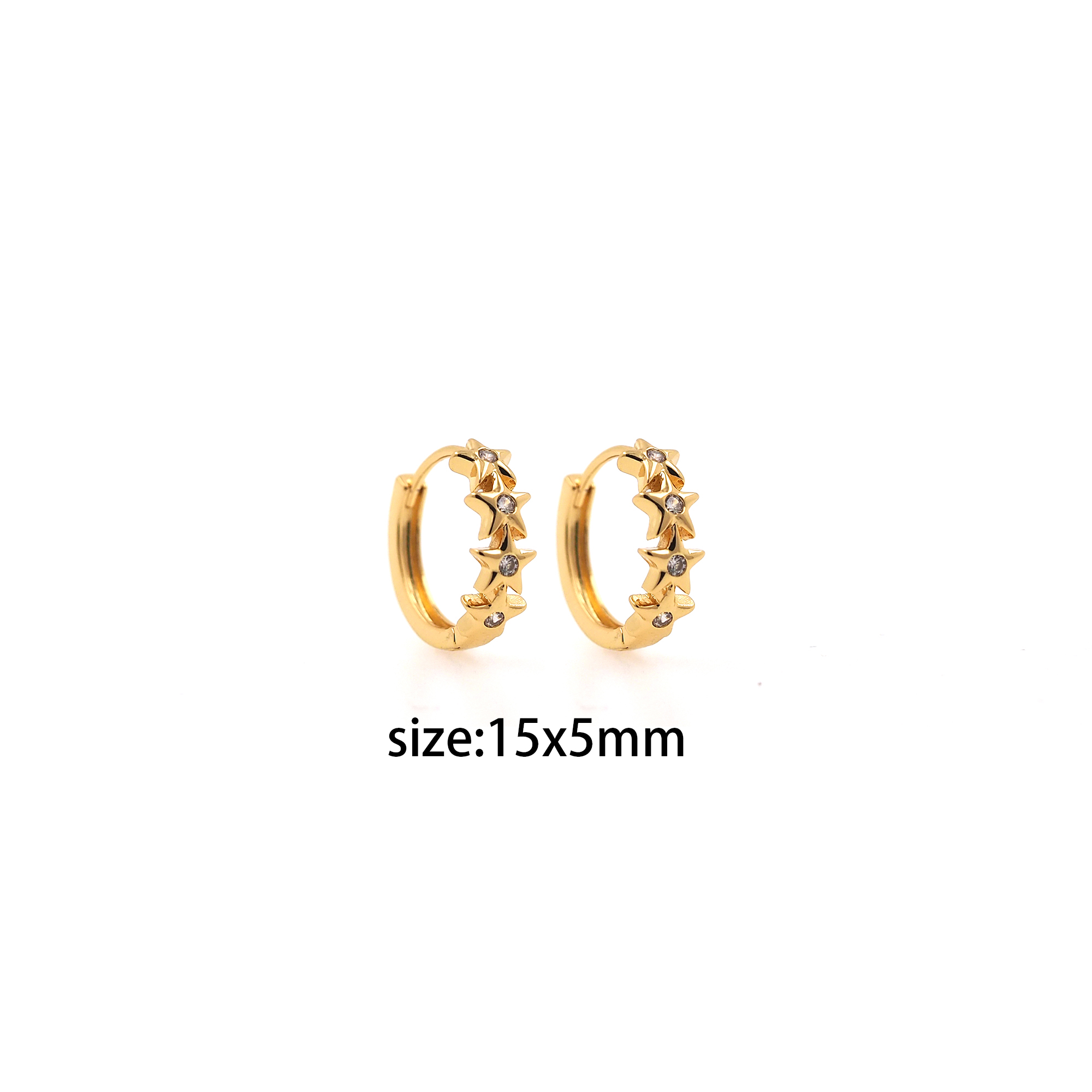 18K Gold Filled Star Hoop Earrings,Dainty Zirconia Earrings,Gold Hoops,Dainty CZ Hoops Huggie