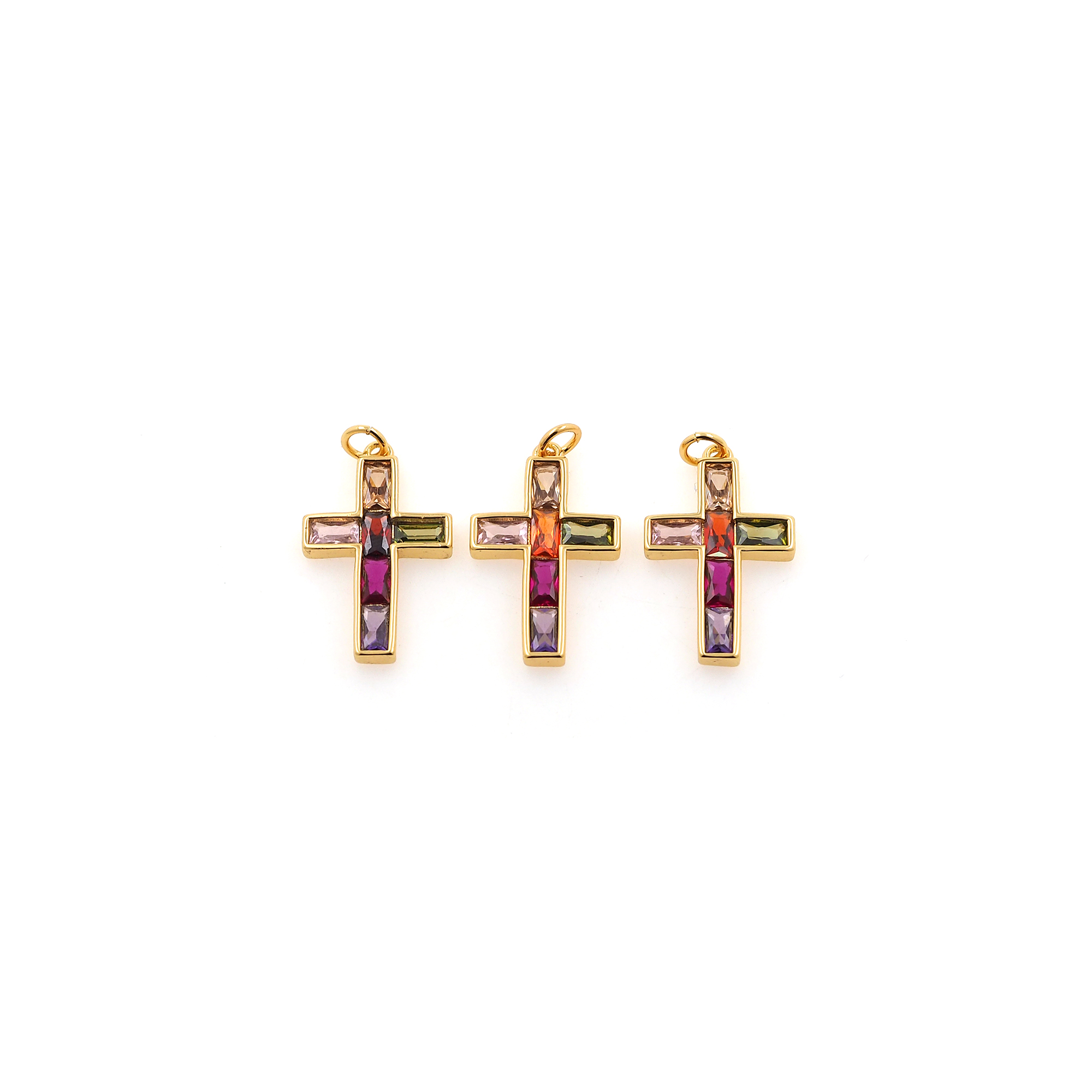 18K Gold Filled Cross Pendant,CZ Micro Pave Cross Charm Earrings Necklace for DIY Jewelry Making Supply