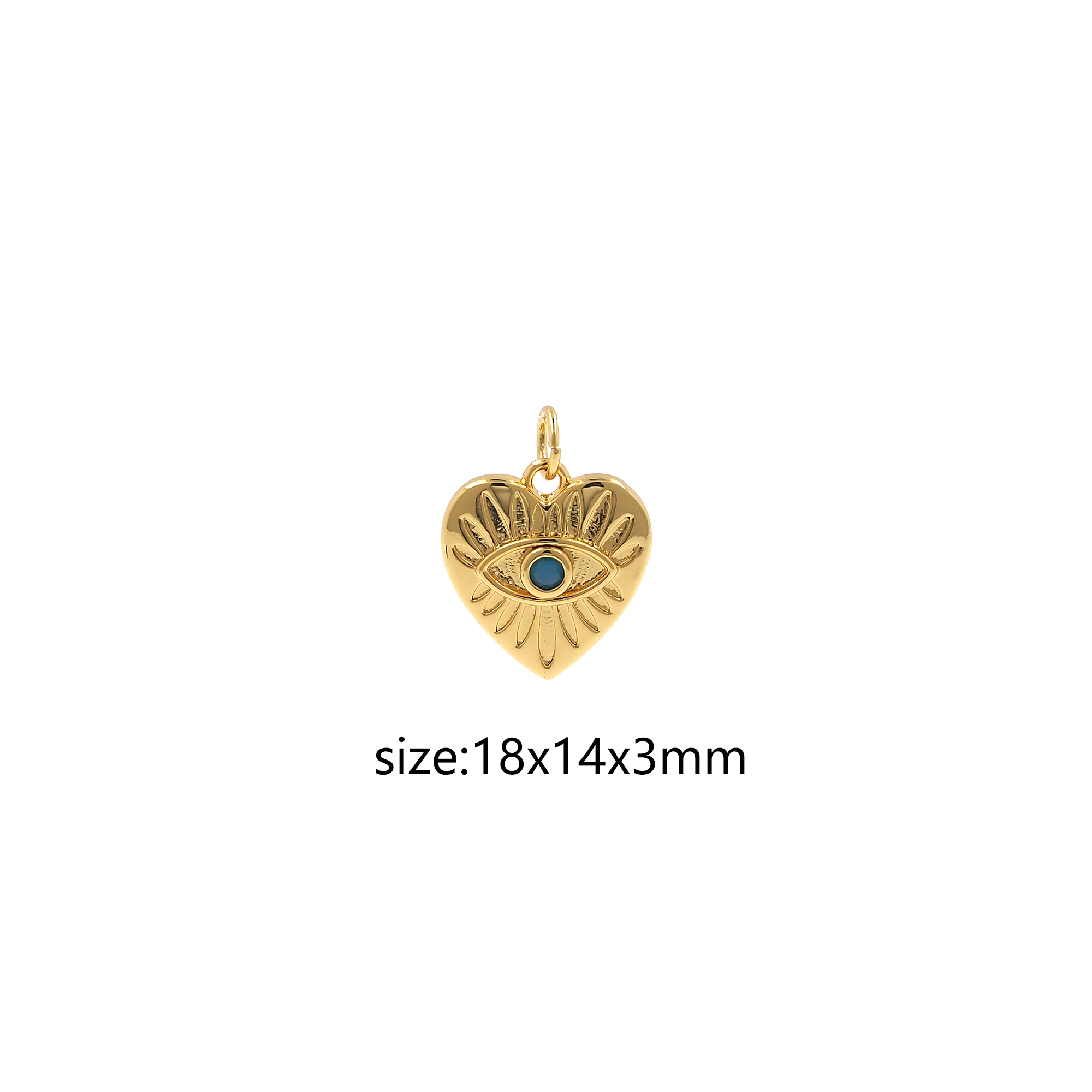 18K Gold Filled Evil Eye Pendant,CZ Micro Pave Heart Eye Charm Earrings Necklace for DIY Jewelry Making Supply