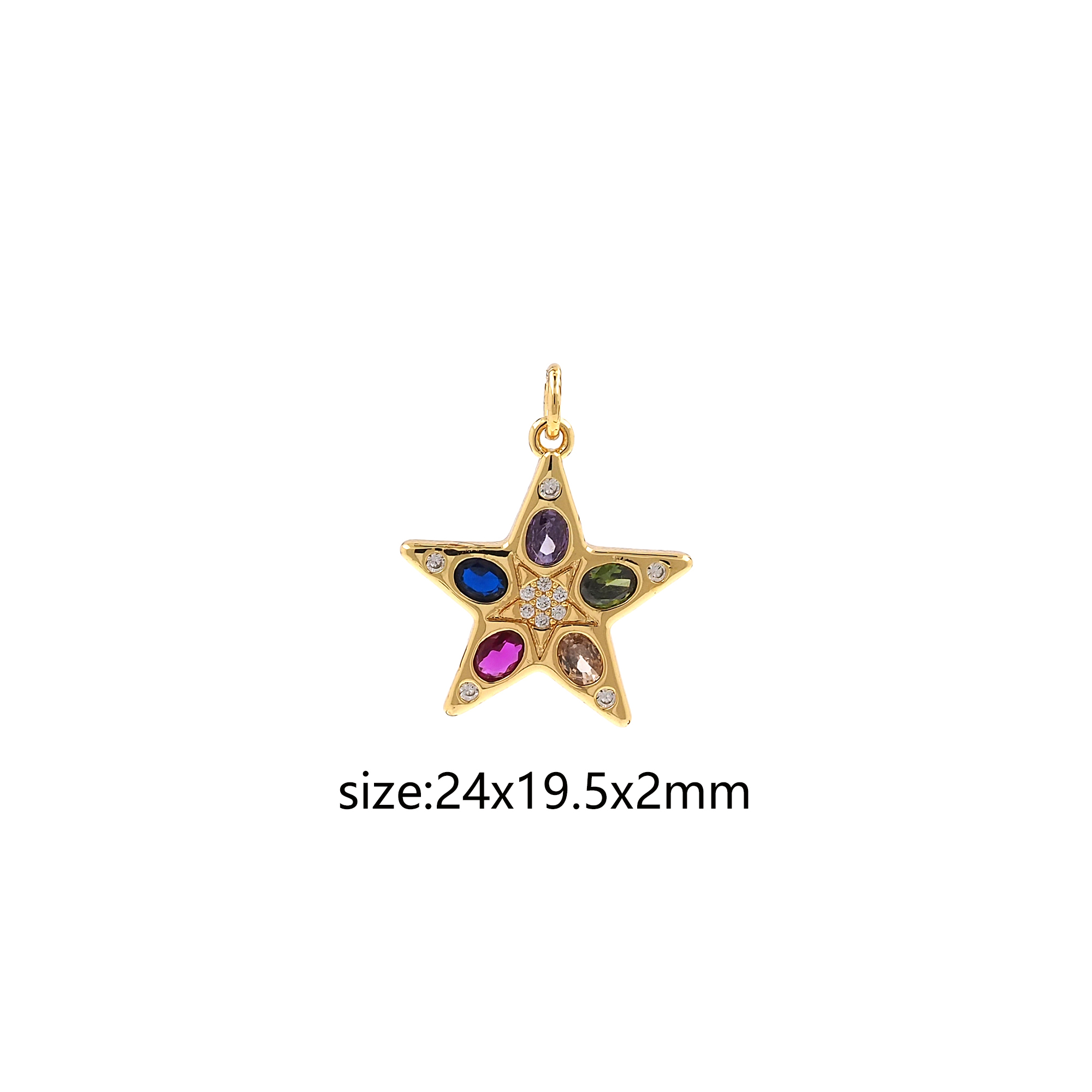 18K Gold Filled Star Pendant,CZ Micro Pave Celestial Charm Earrings Necklace for DIY Jewelry Making Supply