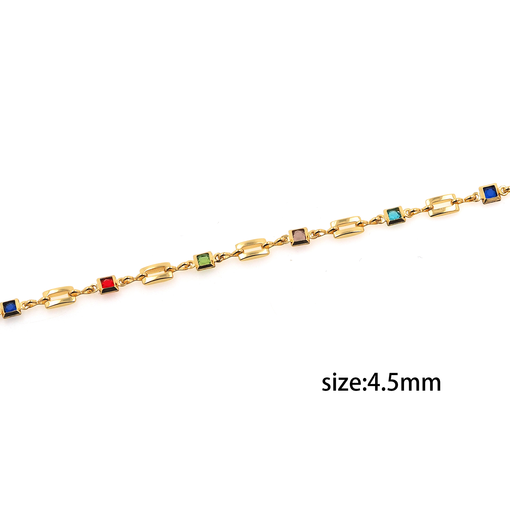 18K Gold Filled Rectangle Chain,Minimalist Chains,Tennis Chain,Zirconia Chain,Thin Link Chain Necklace for Women DIY Jewelry Making Supply