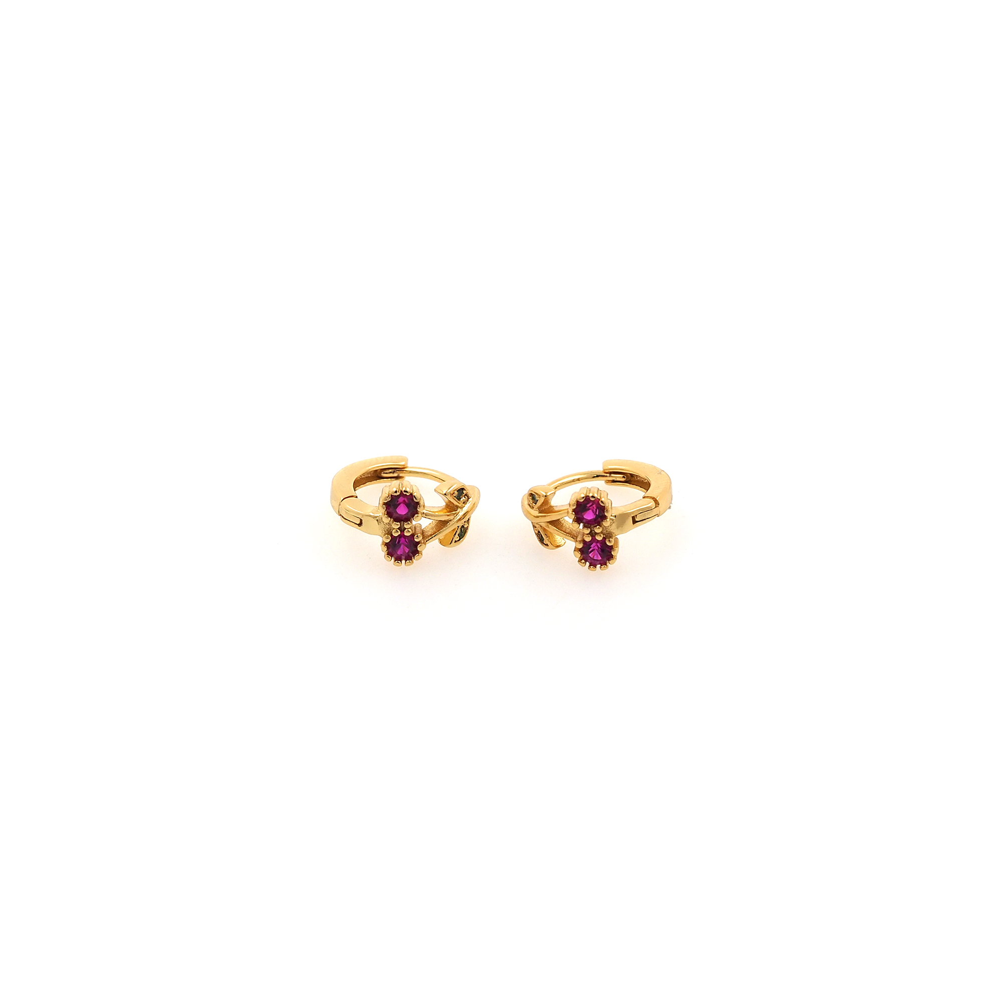 18K Gold Filled Cherry Hoop Earrings,Dainty Zirconia Earrings,Gold Cherry Hoops,Dainty CZ Hoops Huggie