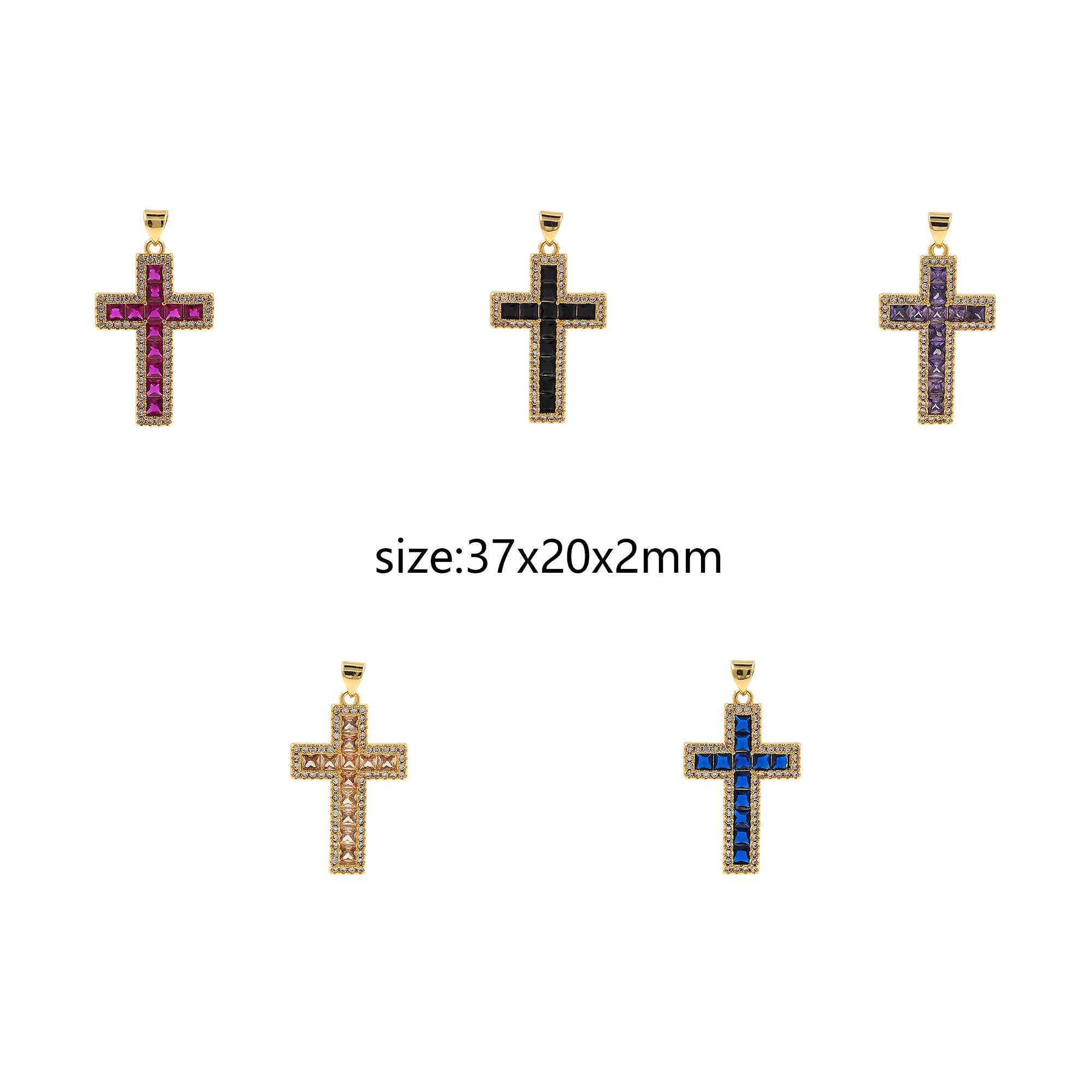 18K Gold Filled Cross Pendant,CZ Micro Pave Religious Charm Earrings Necklace for DIY Jewelry Making Supply