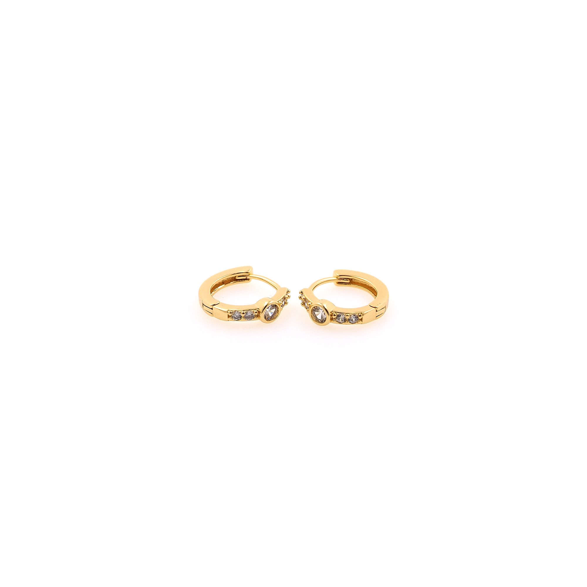 18K Gold Filled Round Hoop Earrings,Dainty Zirconia Earrings,Gold Hoops,Dainty CZ Hoops Huggie