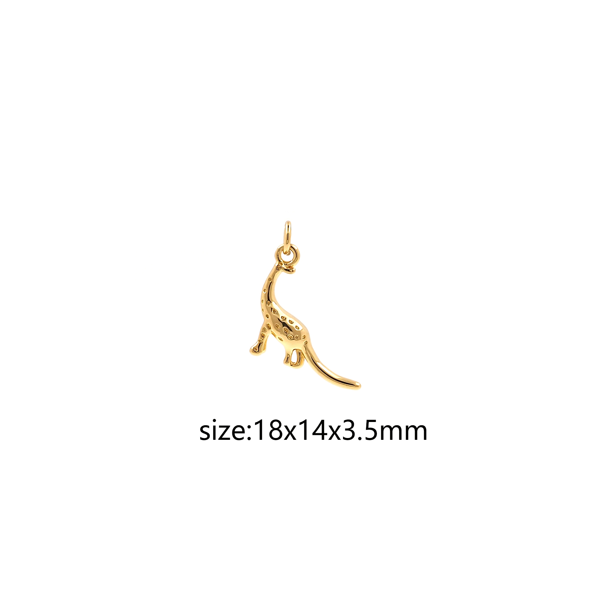 18K Gold Filled Dinosaur Pendant,CZ Micro Pave Dinosaur Charm Earrings Necklace for DIY Jewelry Making Supply