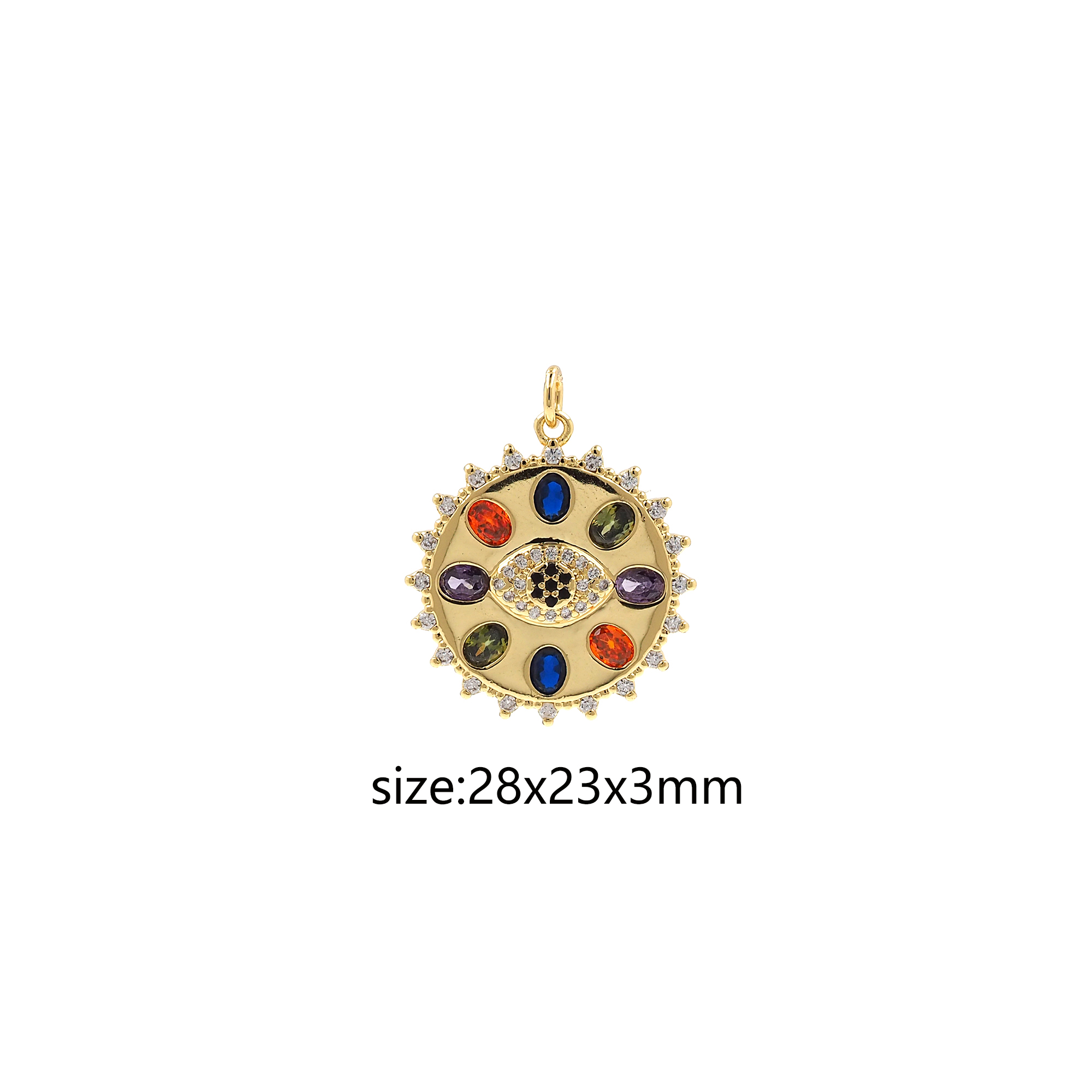 18K Gold Filled Evil Eye Pendant,CZ Micro Pave Evil Eye Charm Earrings Necklace for DIY Jewelry Making Supply