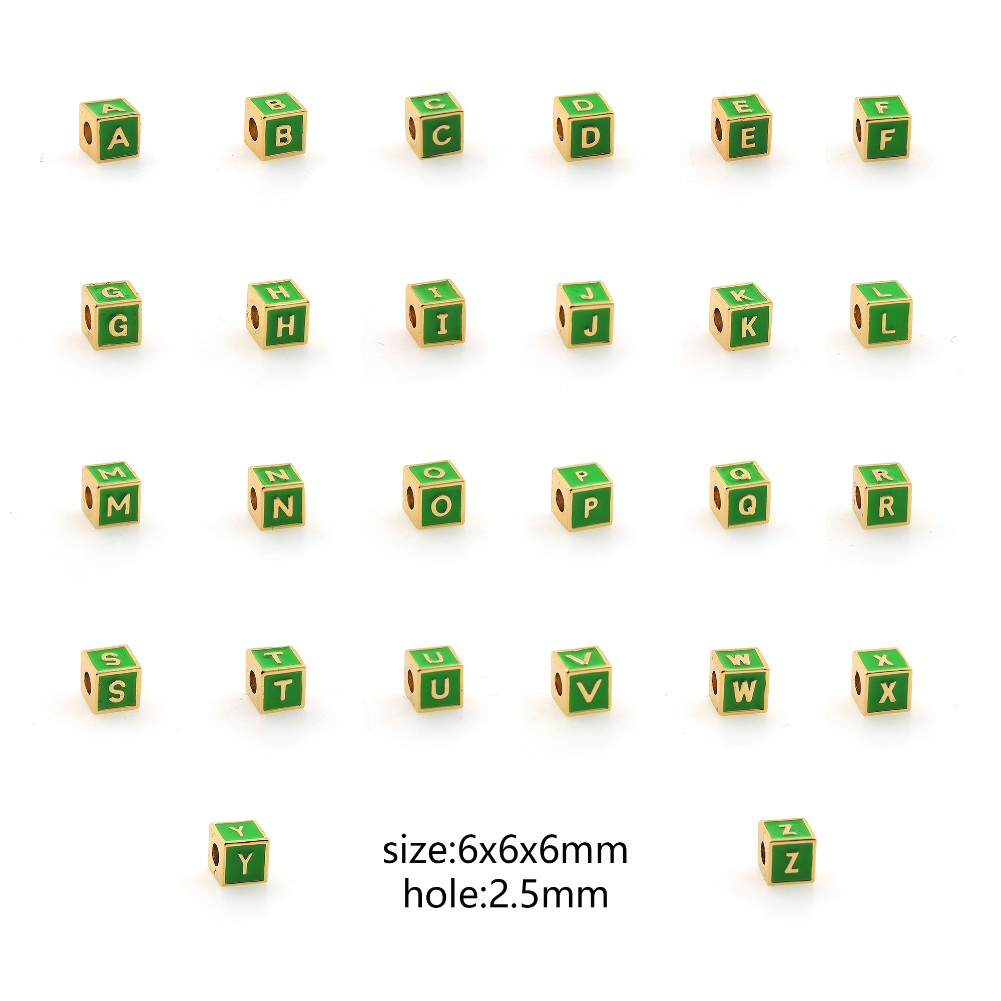 18K Gold Filled Initial Spacer Beads,Cube Bead,Enamel Letter Bead for Bracelet Jewelry Necklace Making Supply