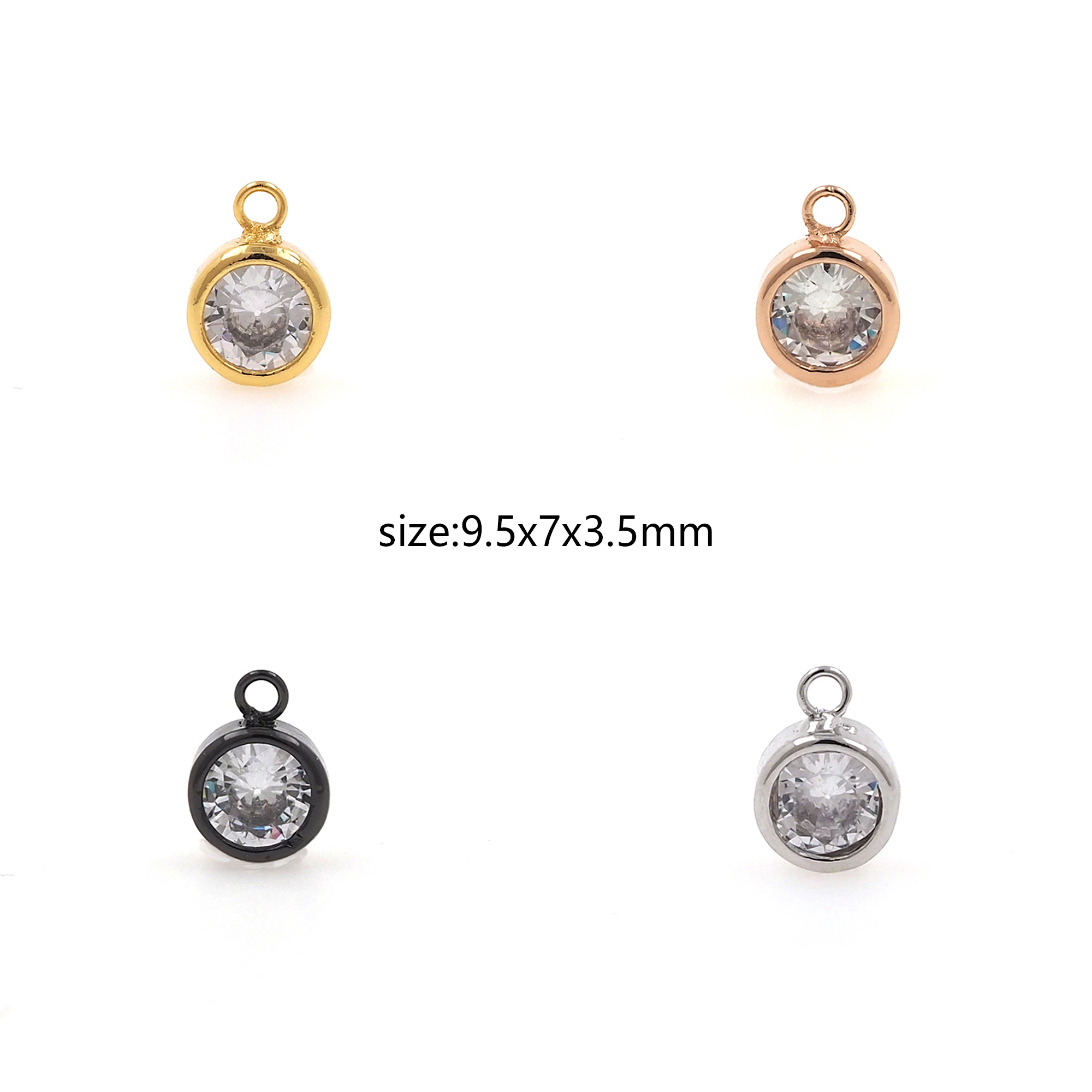 18K Gold Filled Round Pendant,CZ Micro Pave Round Charm Earrings Necklace for DIY Jewelry Making Supply