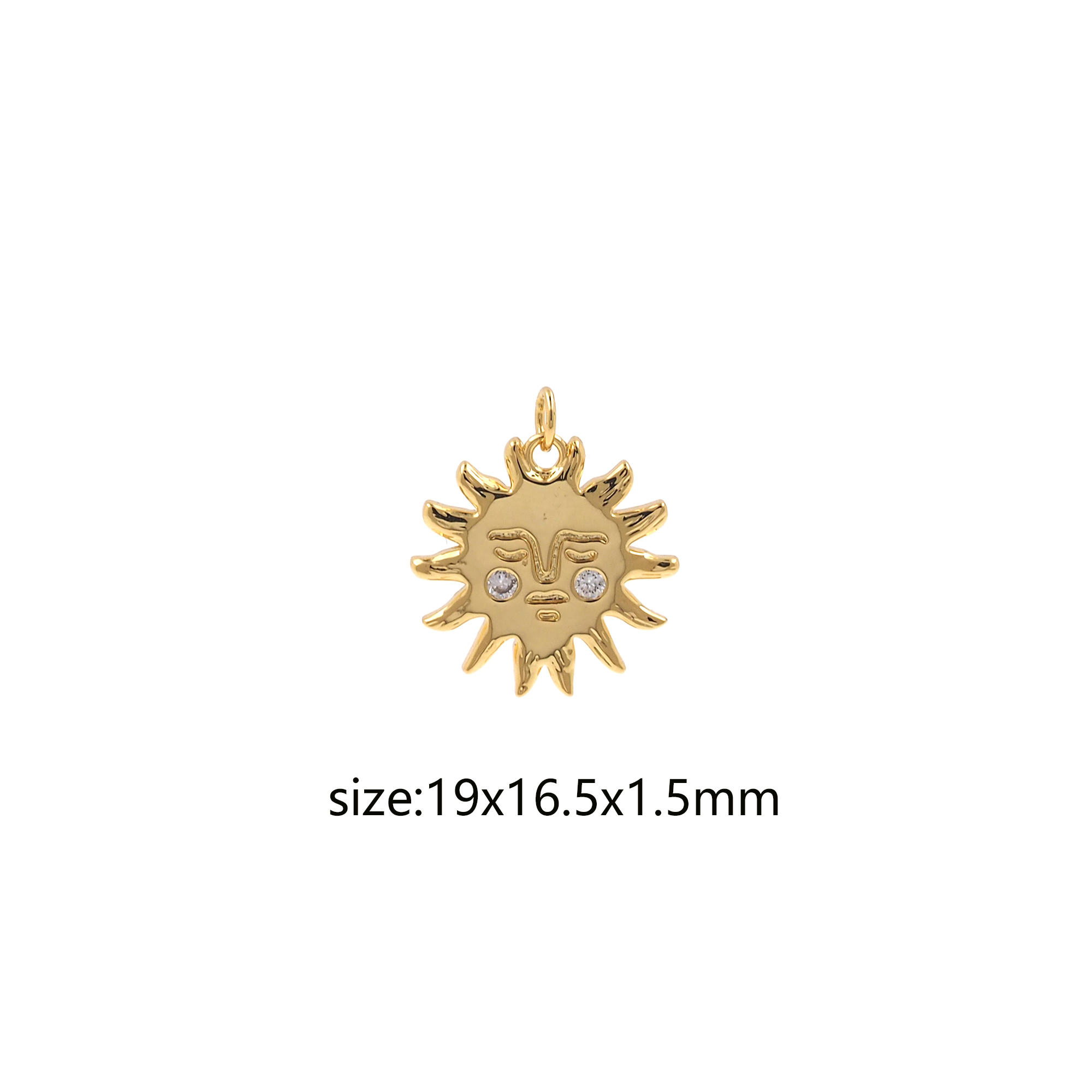 18K Gold Filled Sun Pendant,Celestial Charm,Sun Earrings Necklace for DIY Jewelry Making Supply