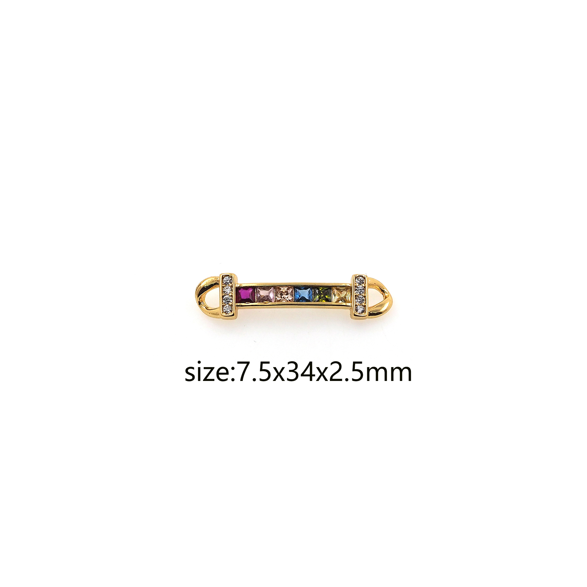 18K Gold Filled Rectangle Connector,CZ Micro Pave Rectangle Charm Necklace Bracelet for DIY Jewelry Making Supply