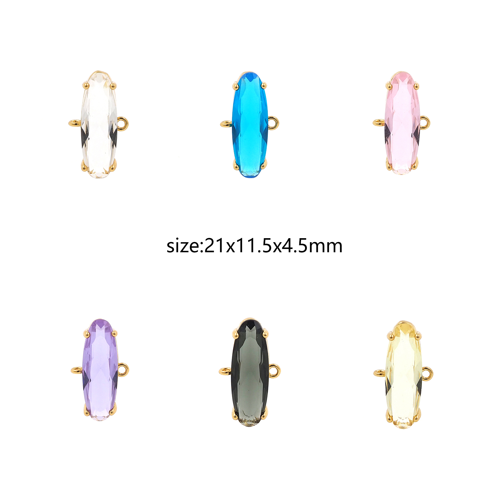 18K Gold Filled Oval Connector,Crystal Oval Charm Necklace Bracelet for DIY Jewelry Making Supply