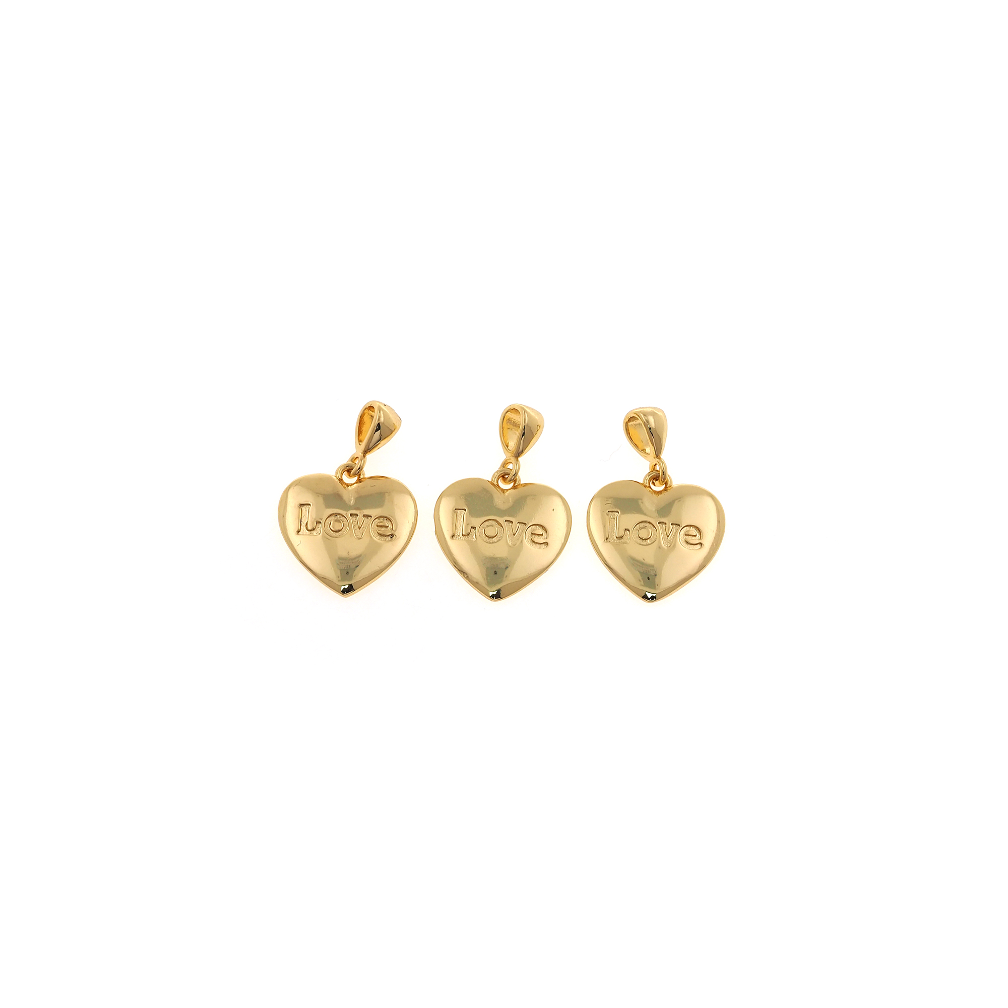 18K Gold Filled Heart Pendant,Love Heart Charm Earrings Necklace for DIY Jewelry Making Supply