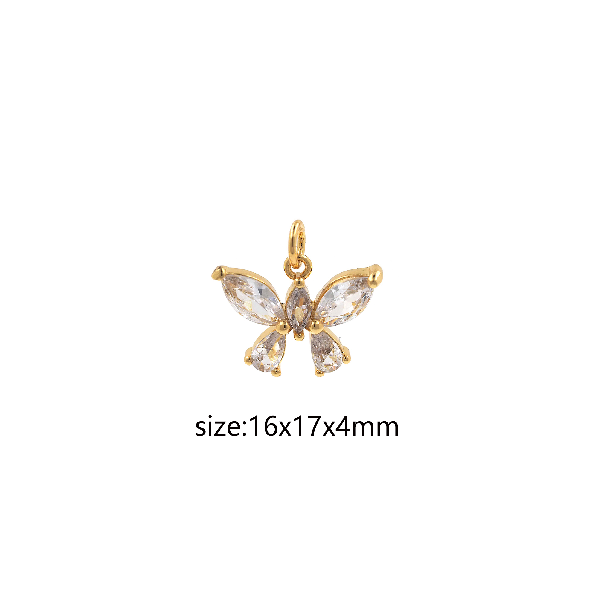 18K Gold Filled Butterfly Pendant,CZ Micro Pave Butterfly Charm Earrings Necklace for DIY Jewelry Making Supply