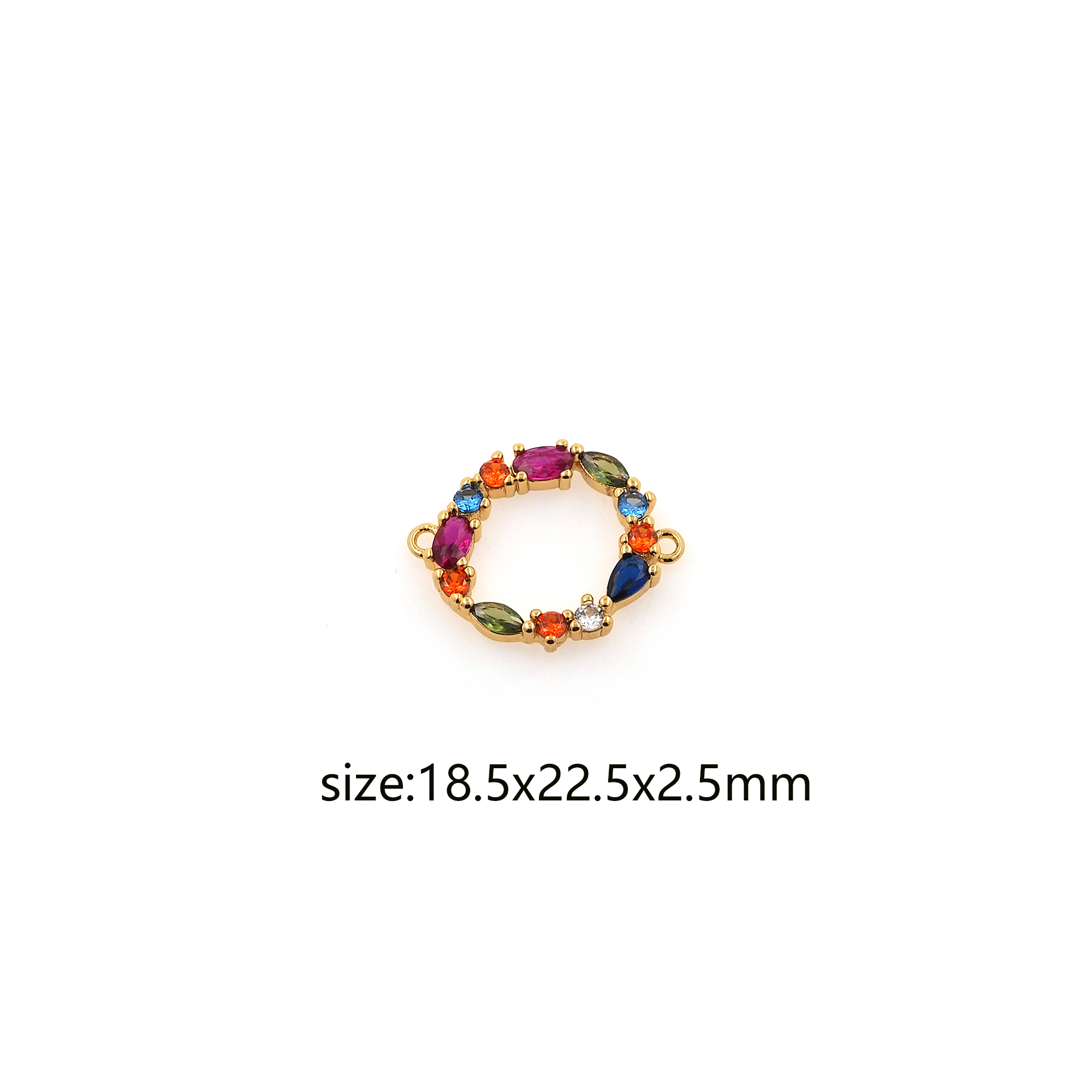 18K Gold Filled Round Connector,CZ Micro Pave Round Charm Necklace Bracelet for DIY Jewelry Making Supply