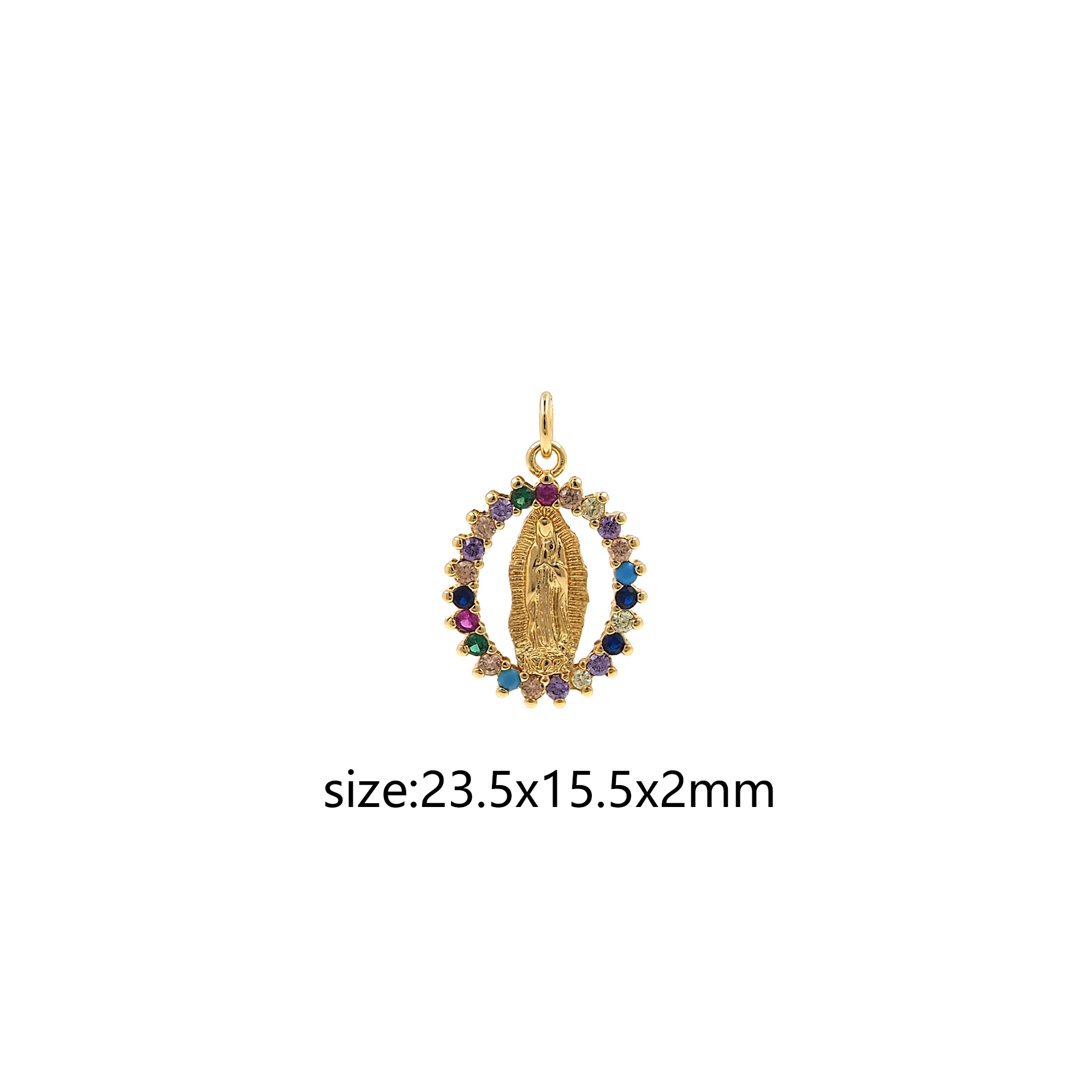 18K Gold Filled Virgin Mary Pendant,Religious Chamr,CZ Micro Pave Maria Earrings Necklace for DIY Jewelry Making Supply