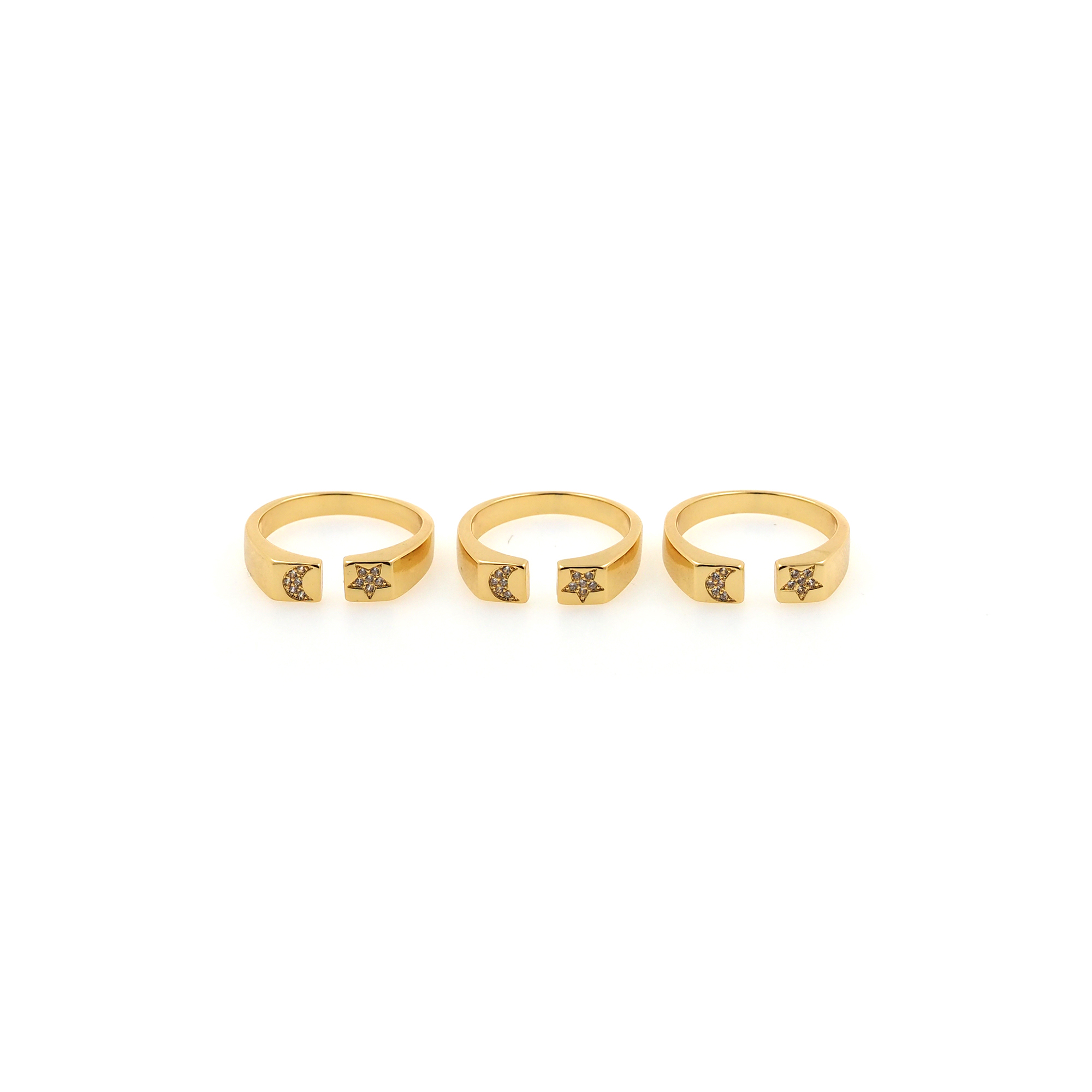 18K Gold Filled Star Moon Rings,CZ Celestial Rings,Adjustable Ring,Minimalist Ring,Open Ring