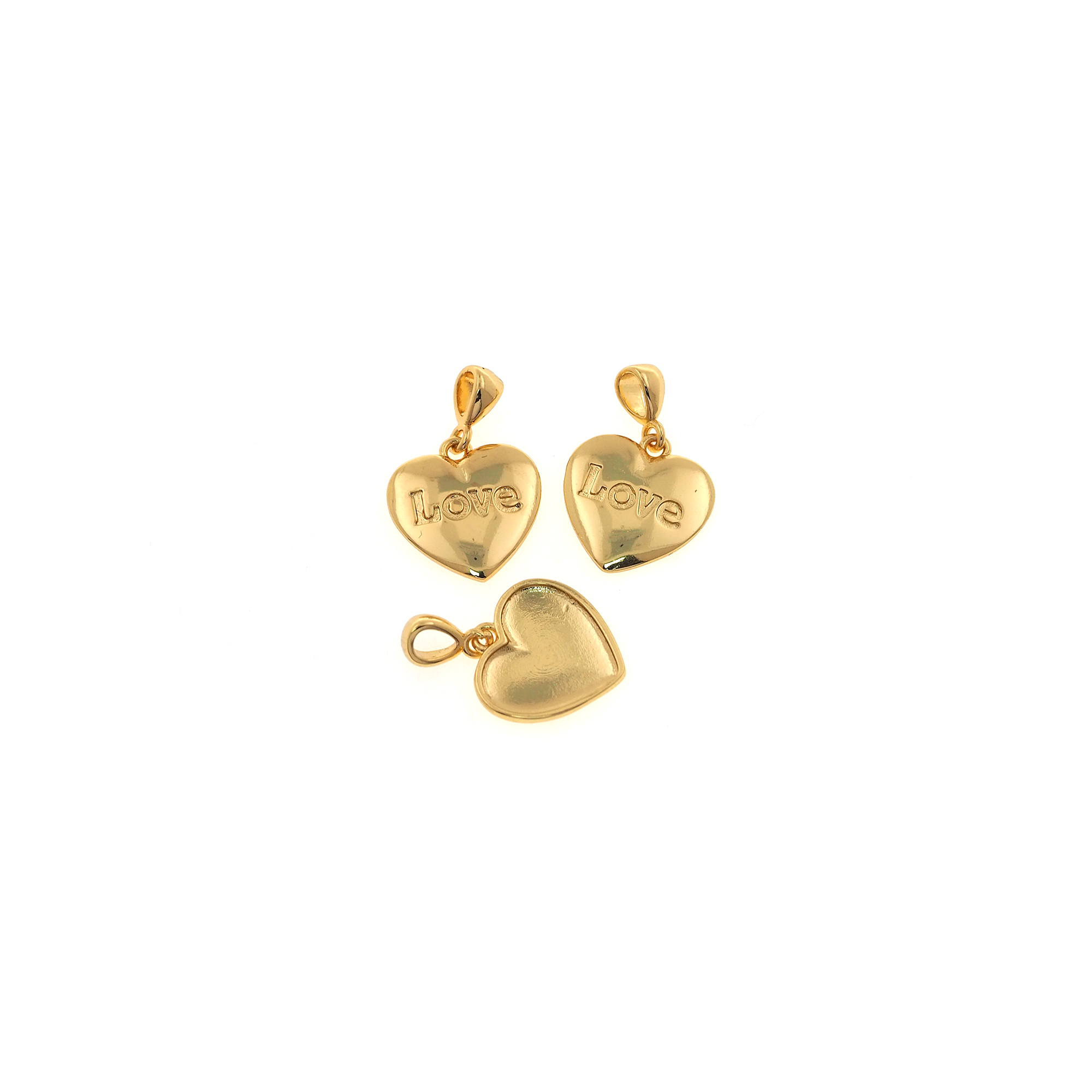 18K Gold Filled Heart Pendant,Love Heart Charm Earrings Necklace for DIY Jewelry Making Supply