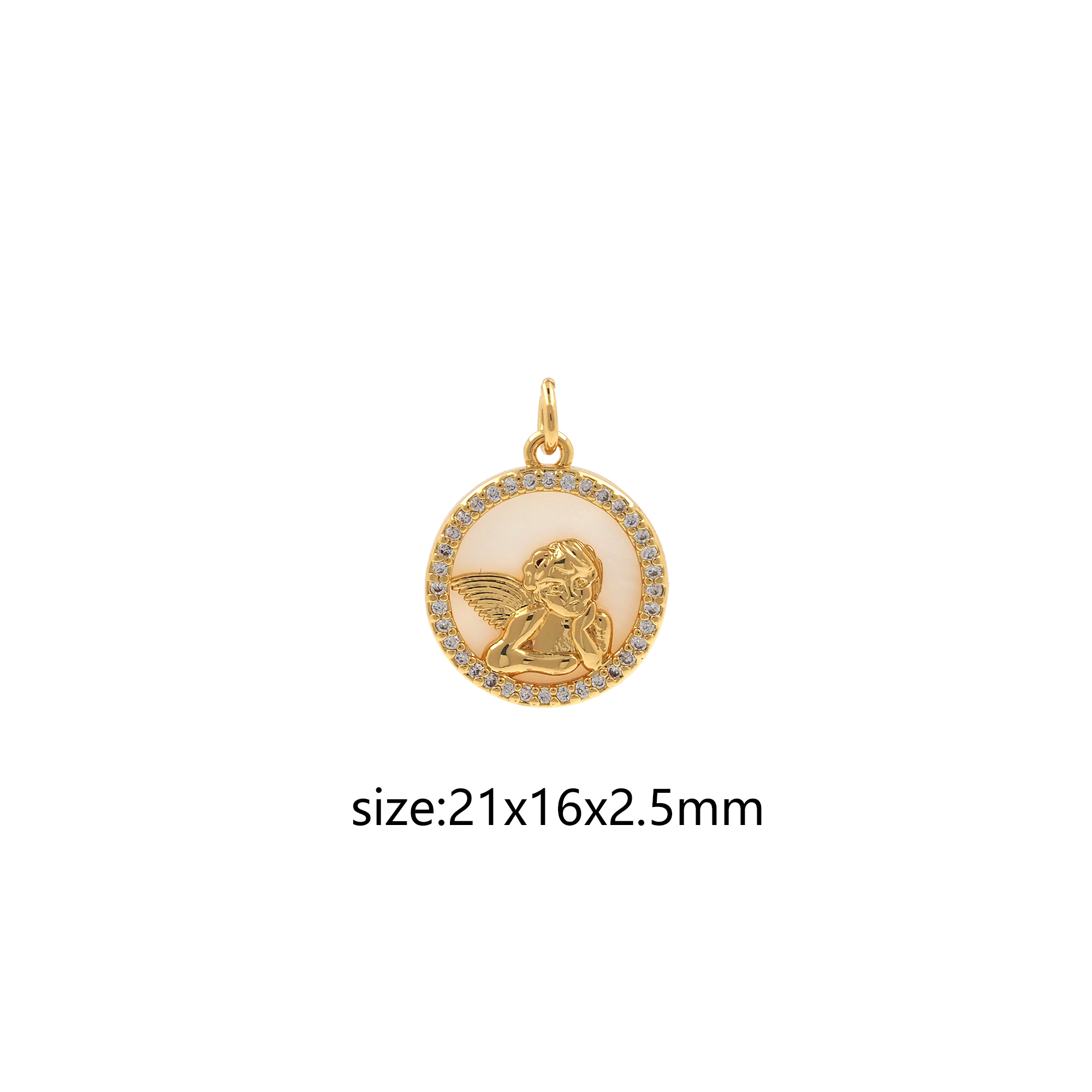 18K Gold Filled Angel Pendant,CZ Micro Pave Angel Charm Earrings Necklace for DIY Jewelry Making Supply
