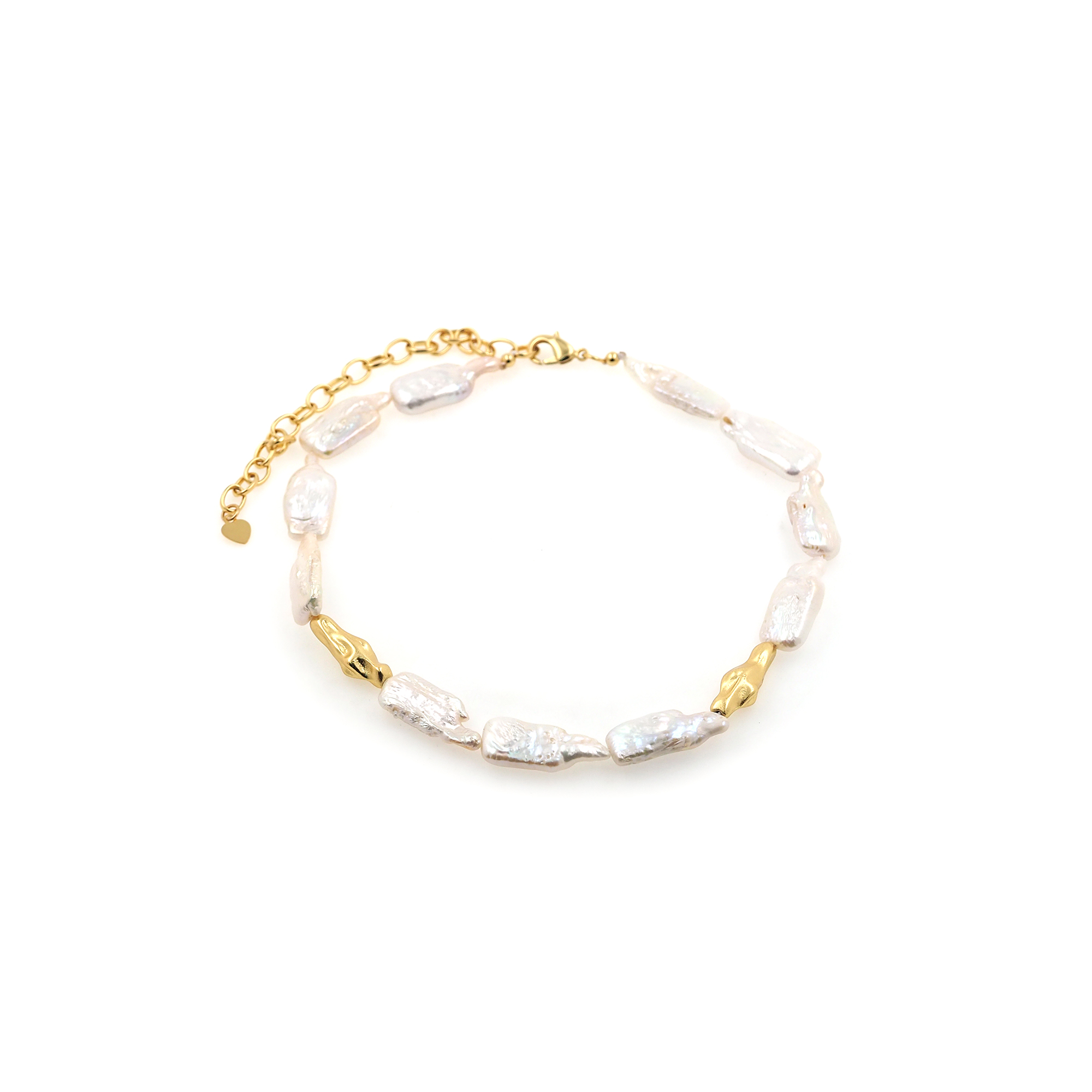 18K Gold Filled Pearl Link Necklace,Pearl Chain,Minimalist Pearl Necklace,Pearl Choker,Adjustable Necklace