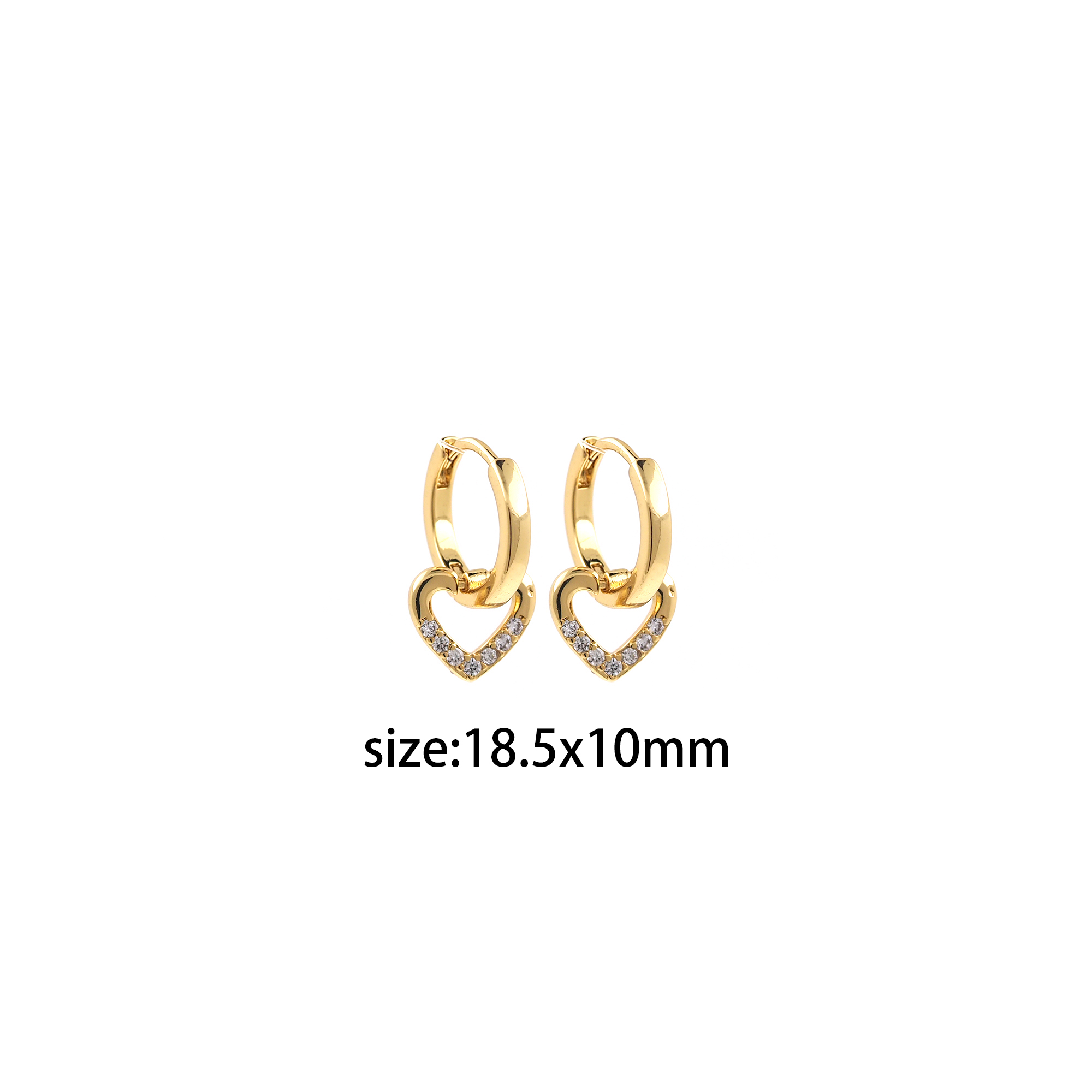 18K Gold Filled Heart Hoop Earrings,Dainty Zirconia Earrings,Dangle Hoops,Dainty CZ Hoops Huggie