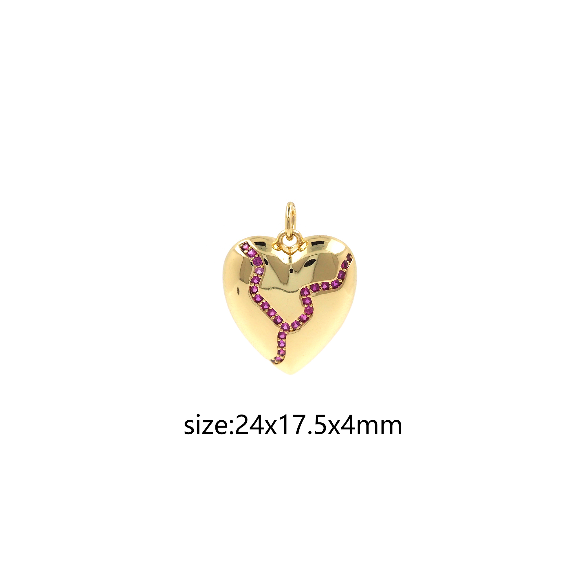 18K Gold Filled Heart Pendant,CZ Micro Pave Heart Charm Earrings Necklace for DIY Jewelry Making Supply