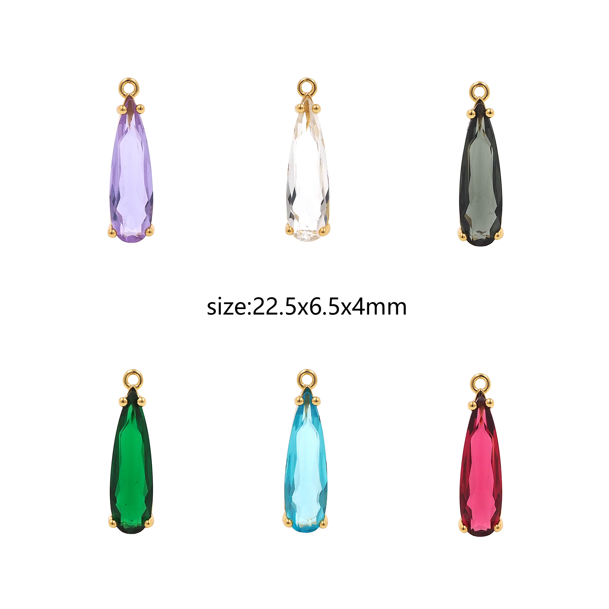 18K Gold Filled Teardrop Pendant,Crystal Teardrop Charm Earrings Necklace for DIY Jewelry Making Supply