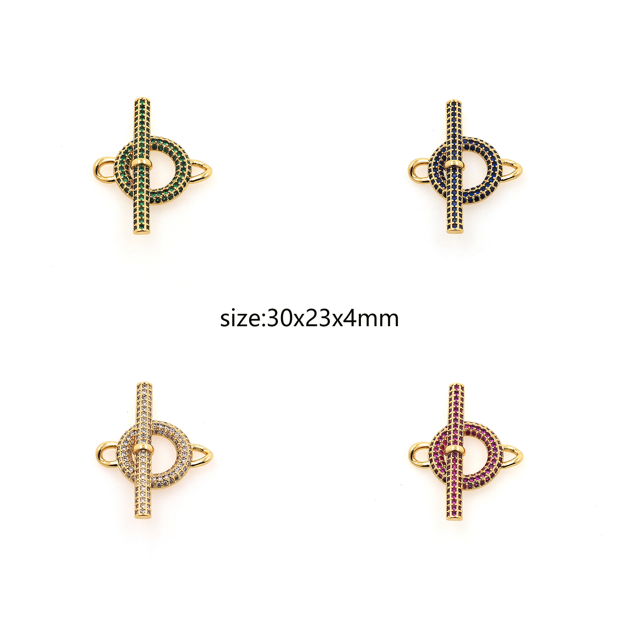 18K Gold Filled Round Connector,CZ Micro Pave Round Charm Necklace Bracelet for DIY Jewelry Making Supply