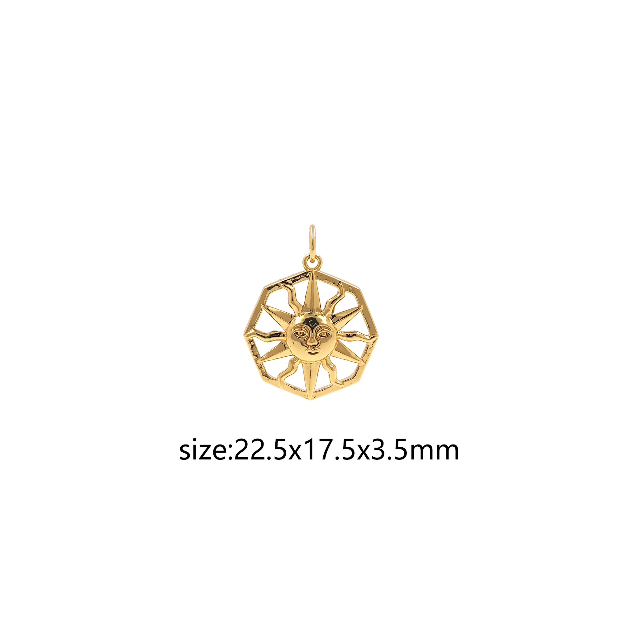 18K Gold Filled Sun Pendant,Celestial Charm Earrings Necklace for DIY Jewelry Making Supply
