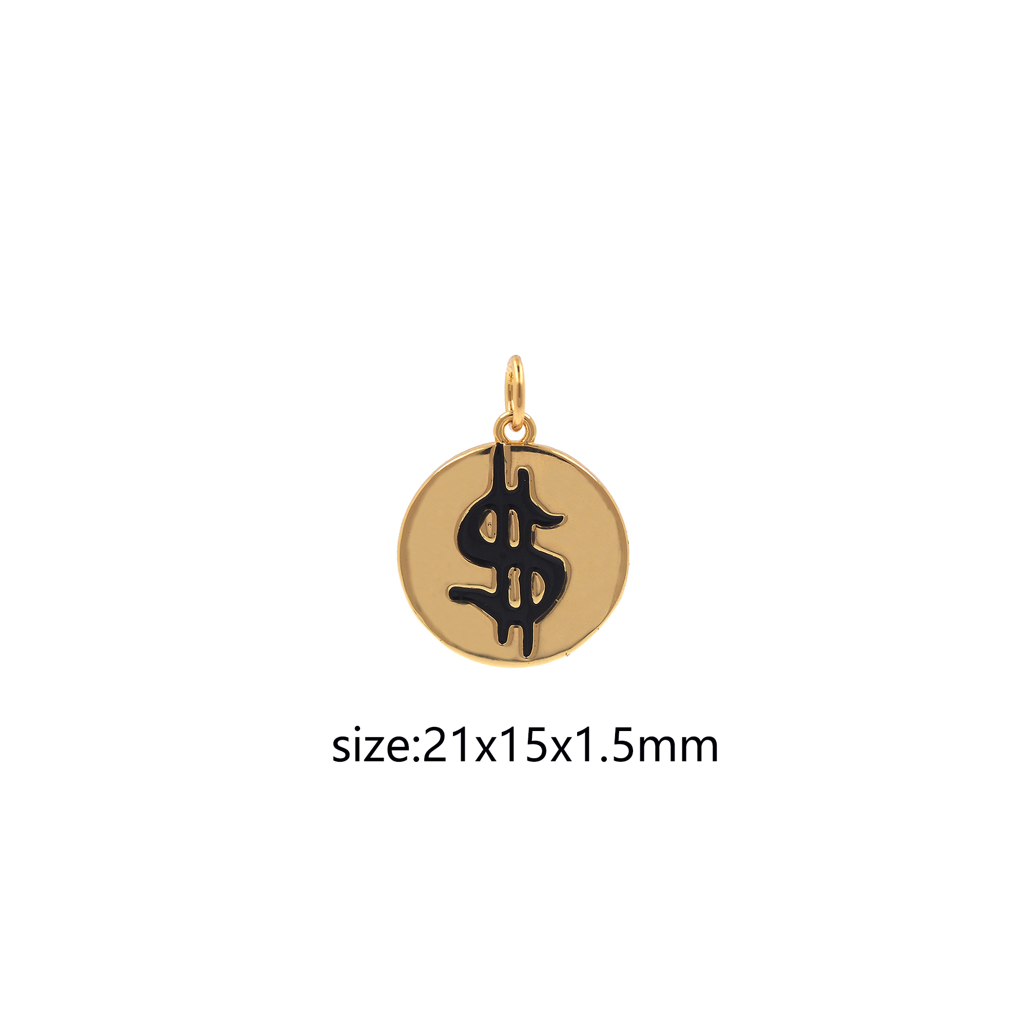 18K Gold Filled Dollar Sign Pendant,Money Charm,Enamel Dollar Sign Earrings Necklace for DIY Jewelry Making Supply