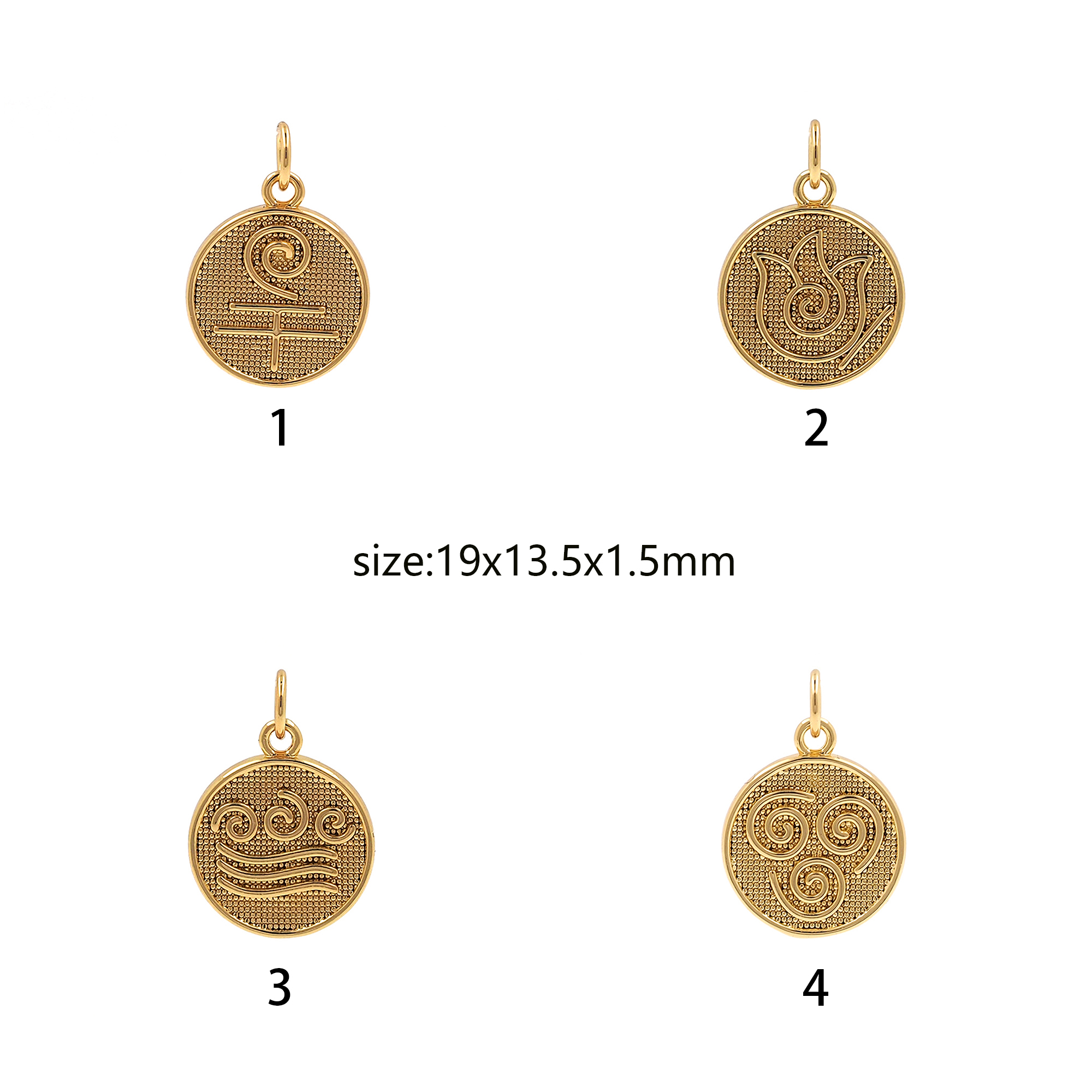 18K Gold Filled Element Pendant,Element Symbol Charm Earrings Necklace for DIY Jewelry Making Supply