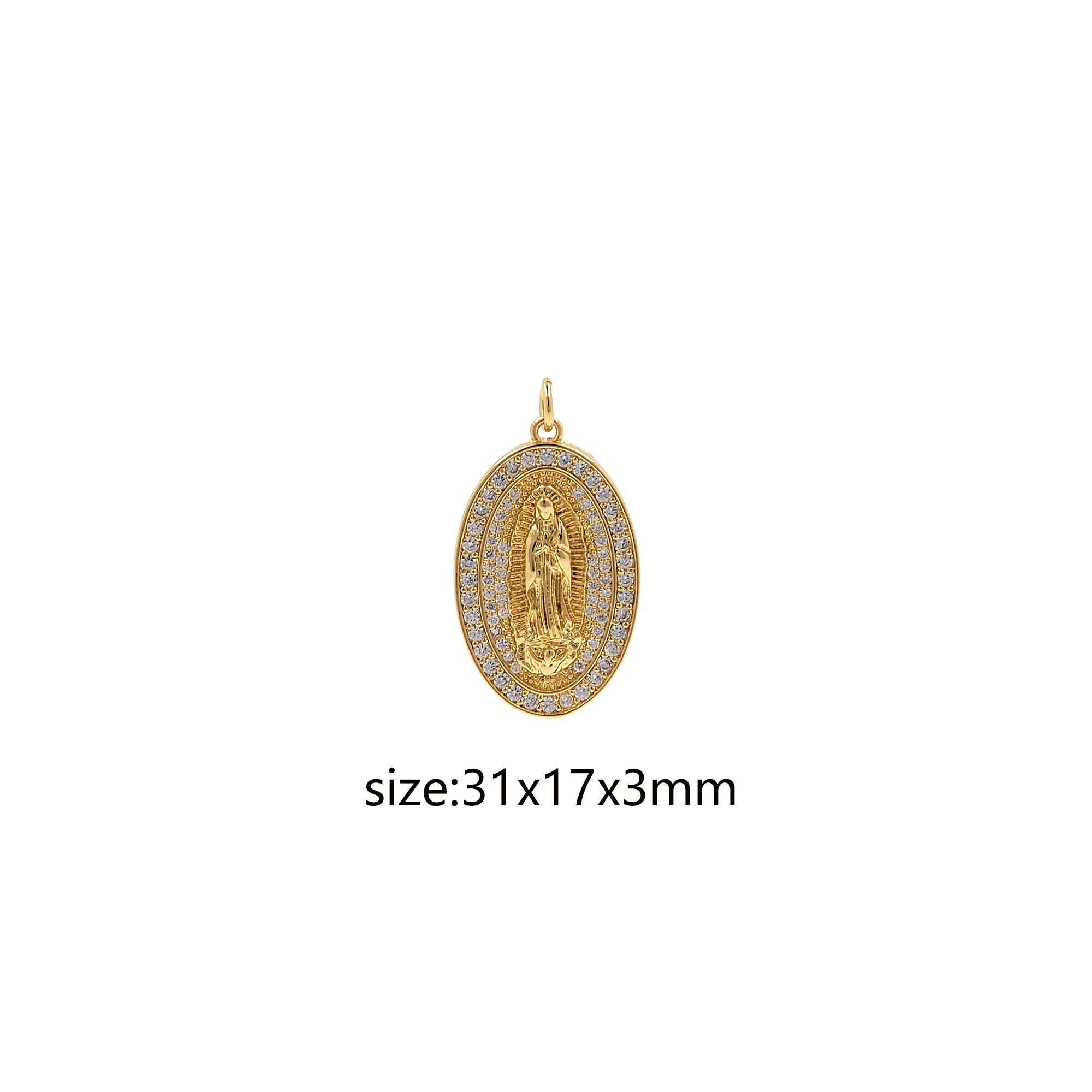 18K Gold Filled Virgin Mary Pendant,Religious Chamr,CZ Micro Pave Maria Earrings Necklace for DIY Jewelry Making Supply