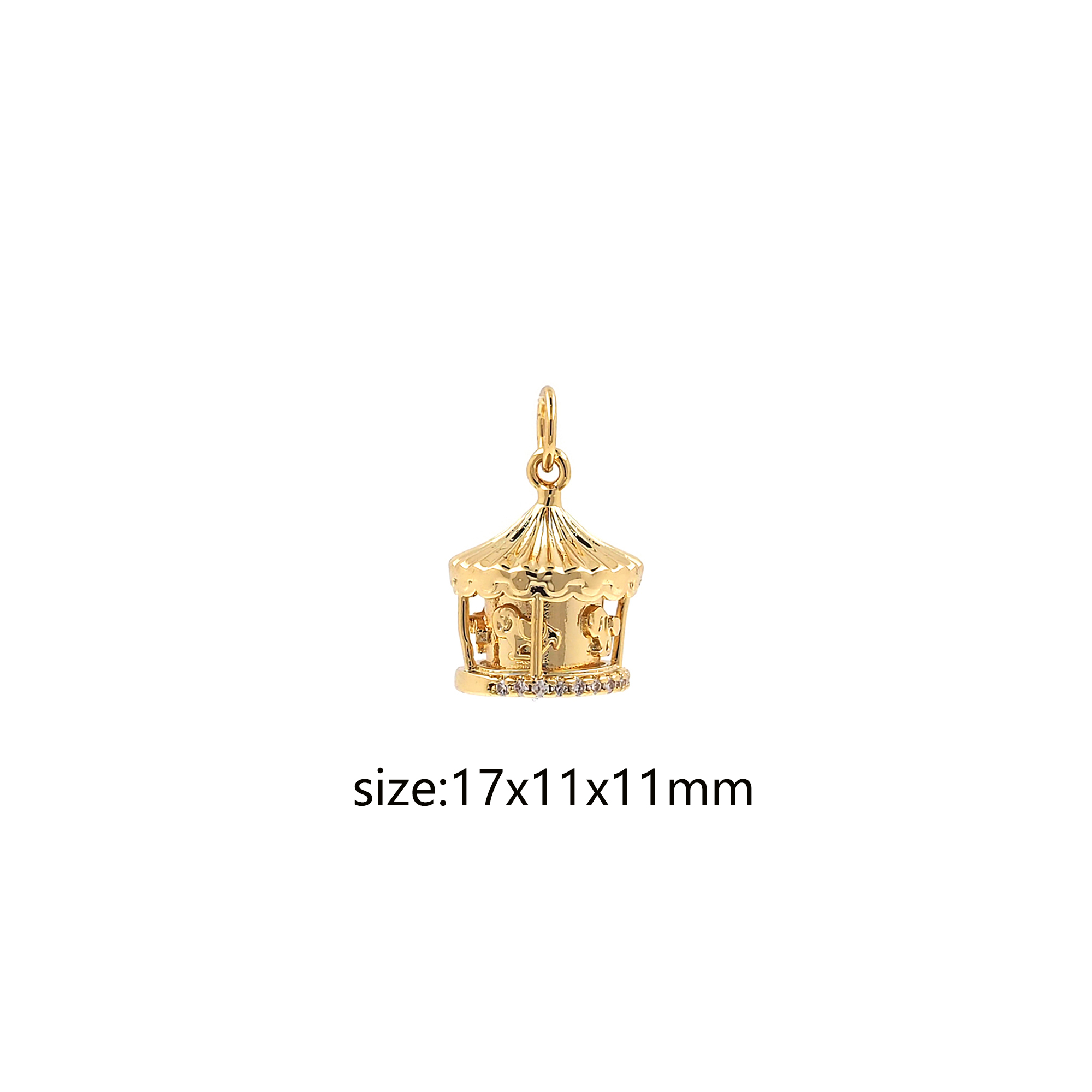 18K Gold Filled Carousel Pendant,Fairground Charm Earrings Necklace for DIY Jewelry Making Supply