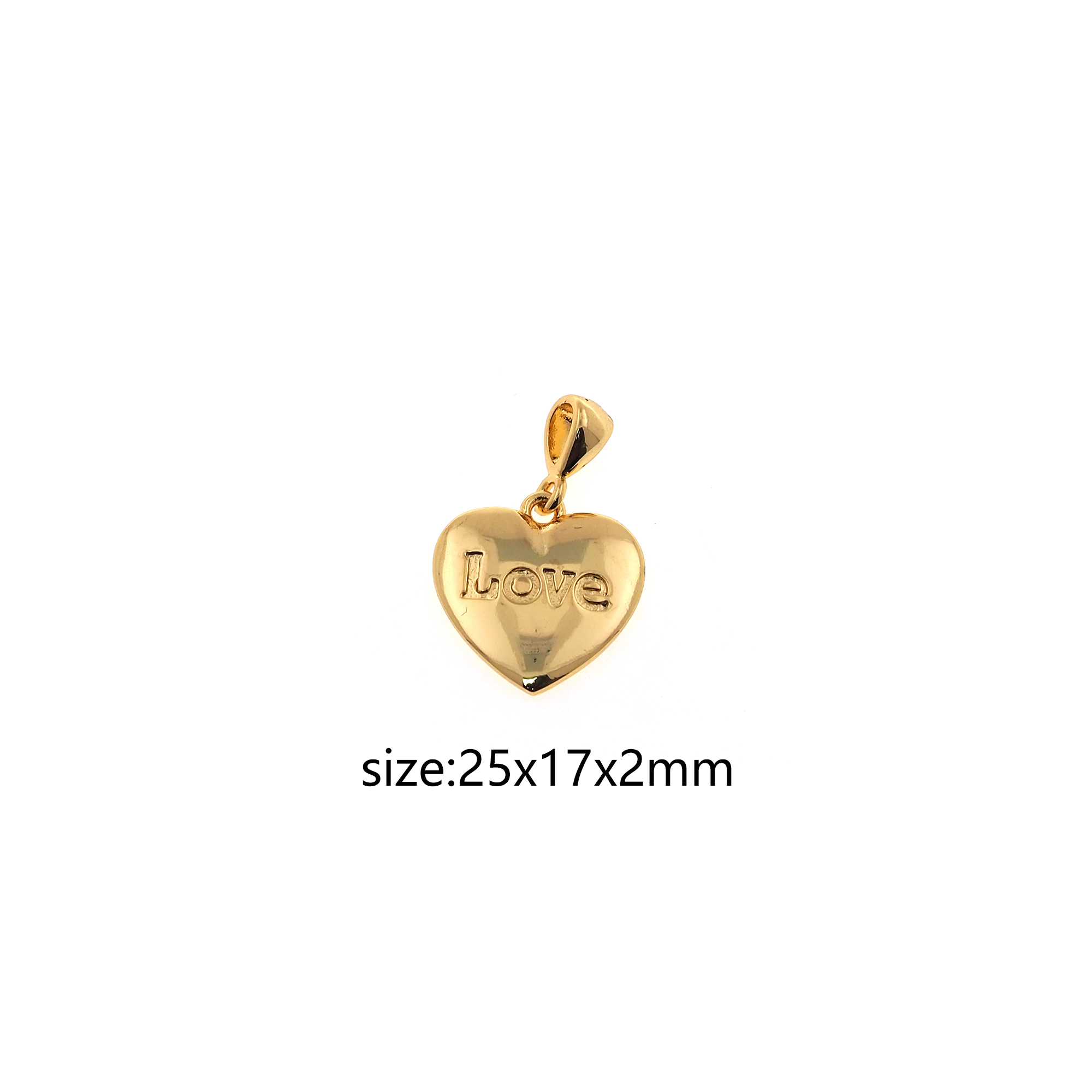 18K Gold Filled Heart Pendant,Love Heart Charm Earrings Necklace for DIY Jewelry Making Supply