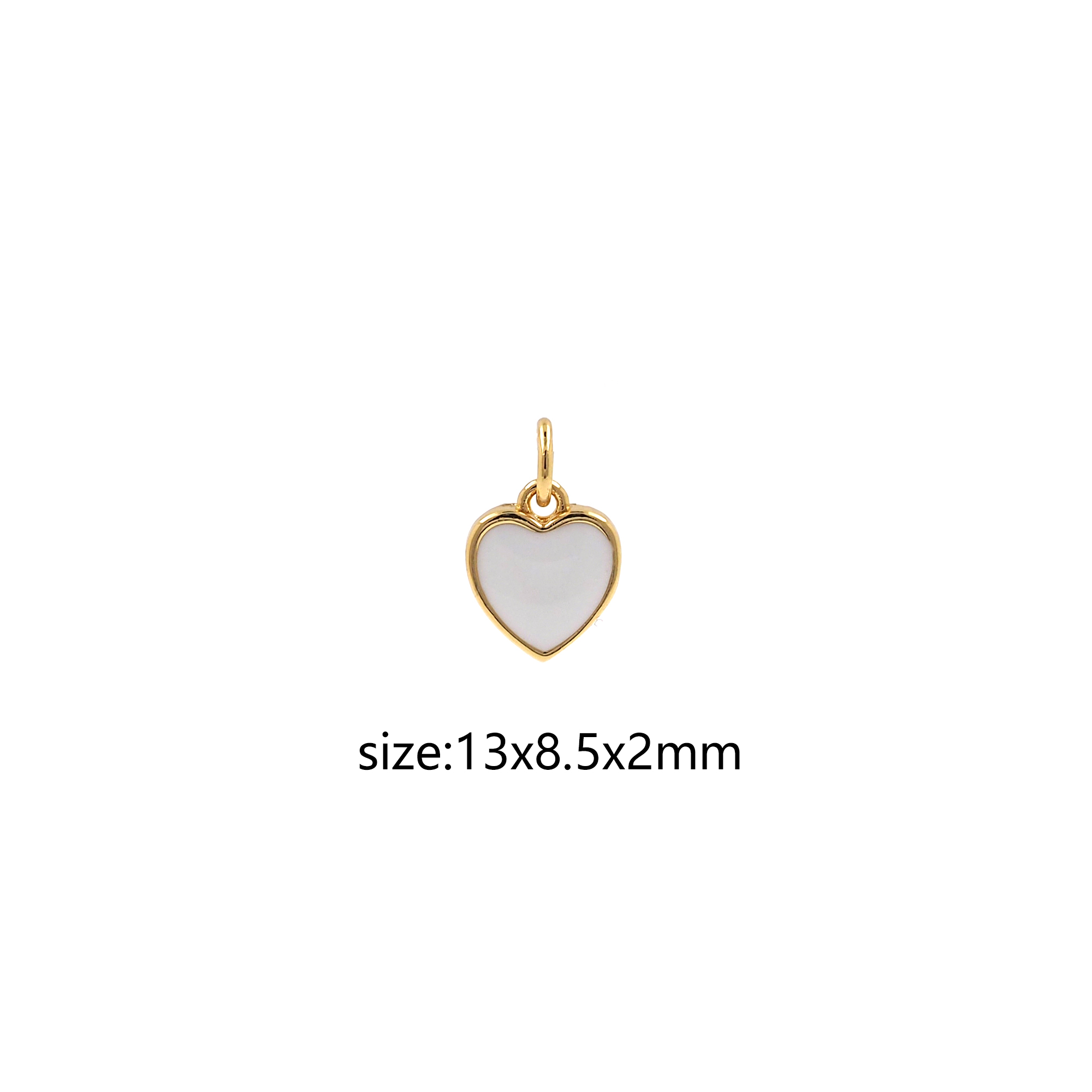 18K Gold Filled Heart Pendant,Enamel Heart Charm Earrings Necklace for DIY Jewelry Making Supply