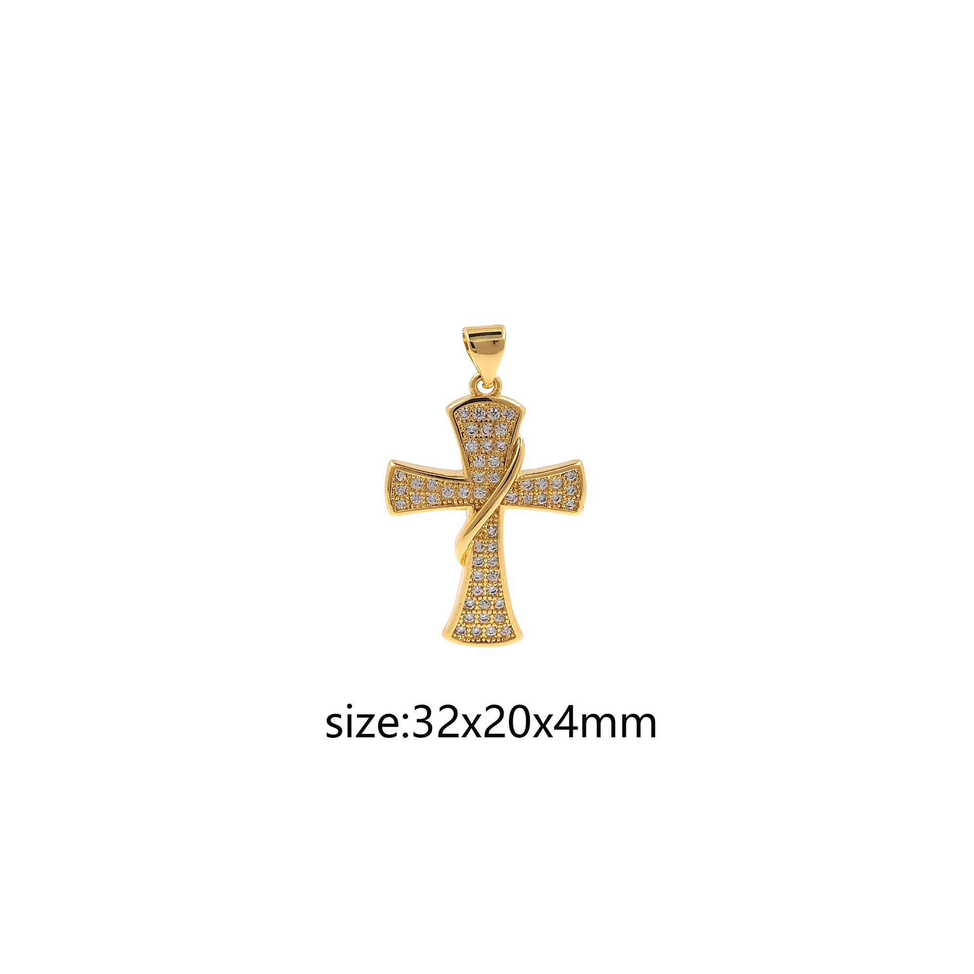 CZ Micro Pave Religious Pendant,18K Gold Filled Cross Charm Earrings Necklace for DIY Jewelry Making Supply
