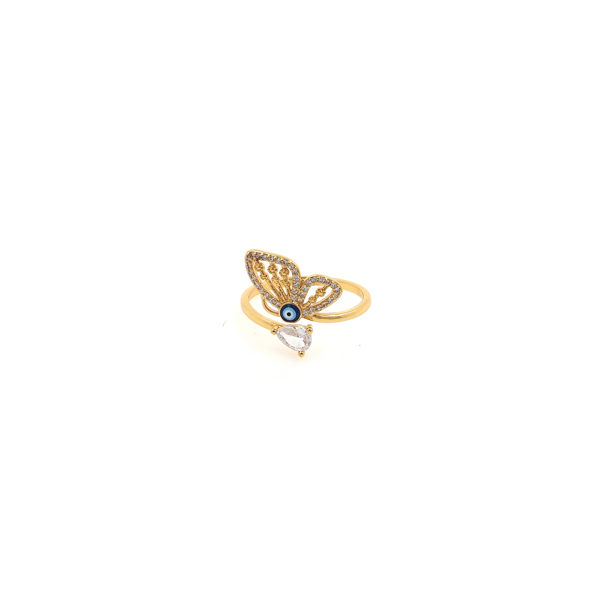 18K Gold Filled Butterfly CZ Ring,Minimalist Ring,Dainty Zirconia Ring,Open Ring,Adjustable Ring