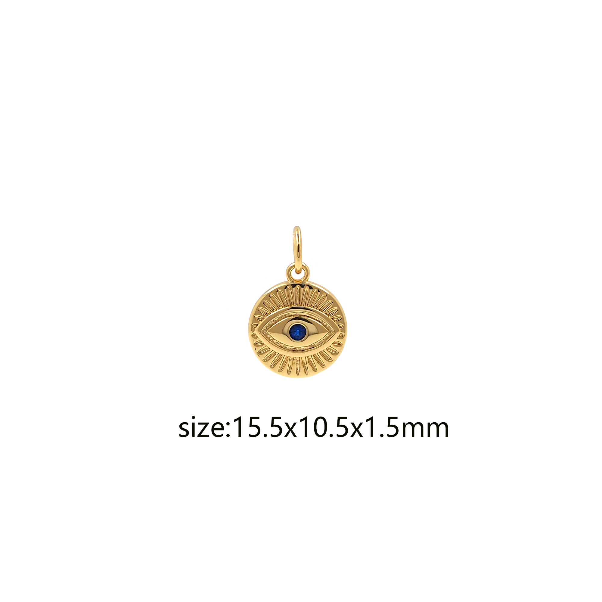 18K Gold Filled Round Eye Pendant,CZ Micro Pave Evil Eye Charm Earrings Necklace for DIY Jewelry Making Supply
