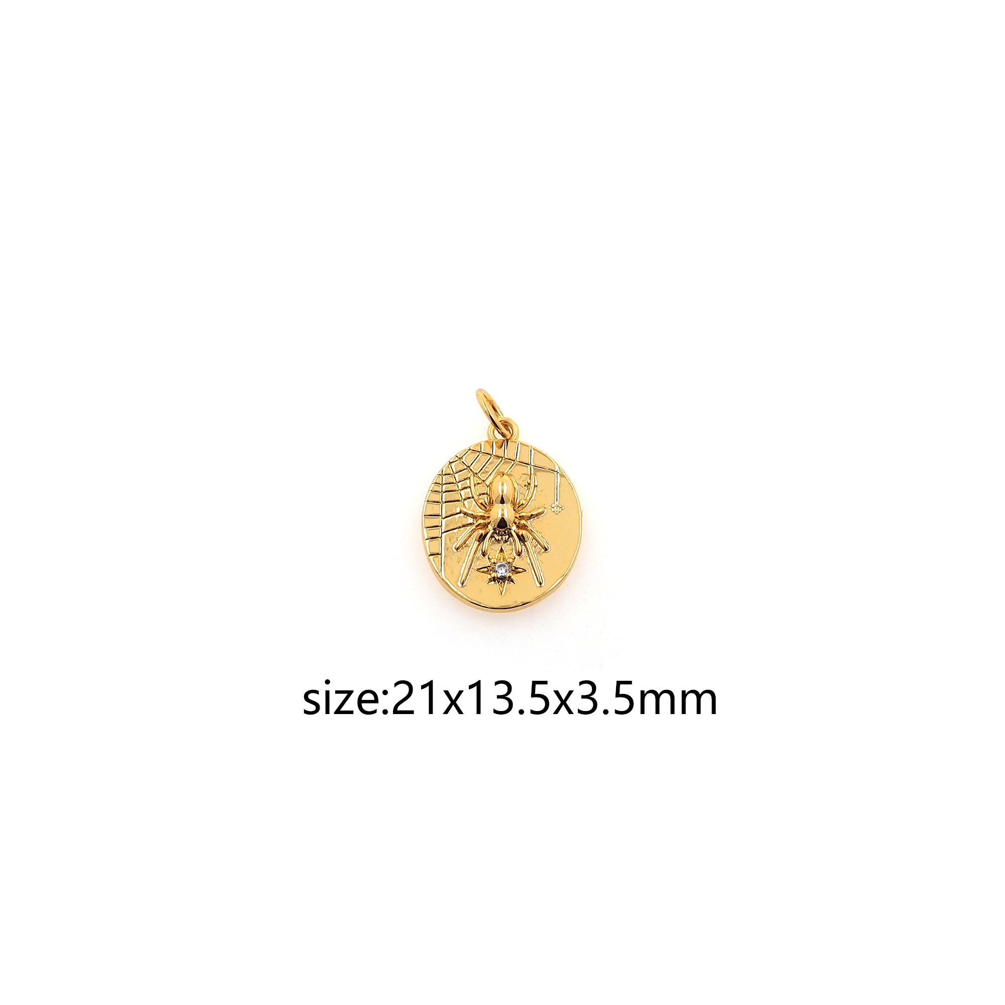 18K Gold Filled Spider Pendant,Dainty Insect Charm Earrings Necklace for DIY Jewelry Making Supply