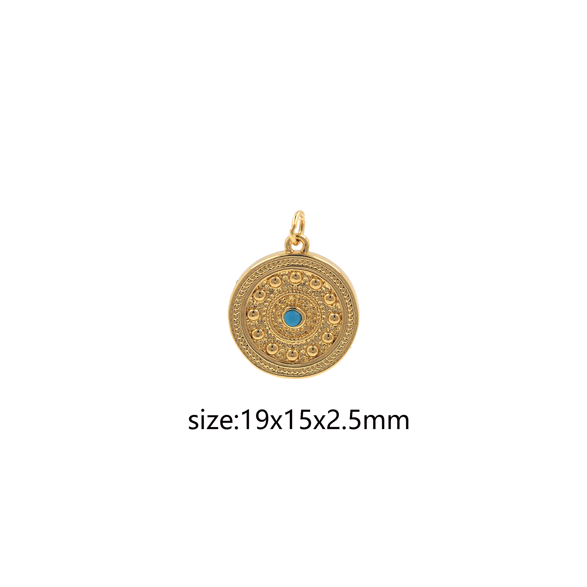 18K Gold Filled Evil Eye Pendant,CZ Micro Pave Evil Eye Coin Charm Earrings Necklace for DIY Jewelry Making Supply