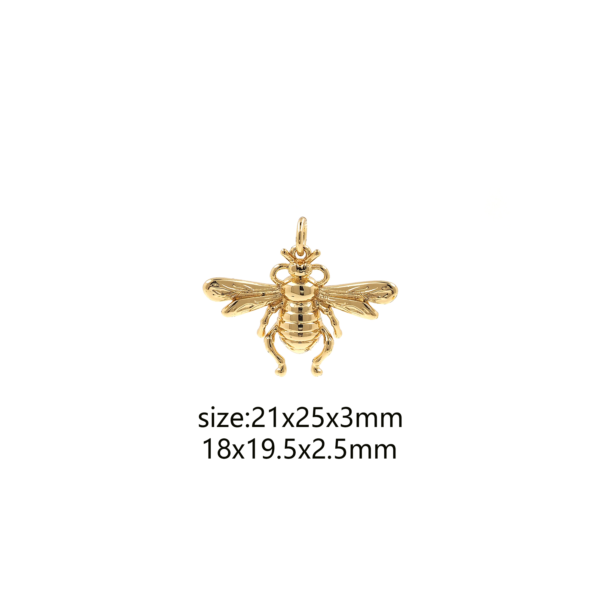 18K Gold Filled Bee Pendant,Insect Charm Earrings Necklace for DIY Jewelry Making Supply