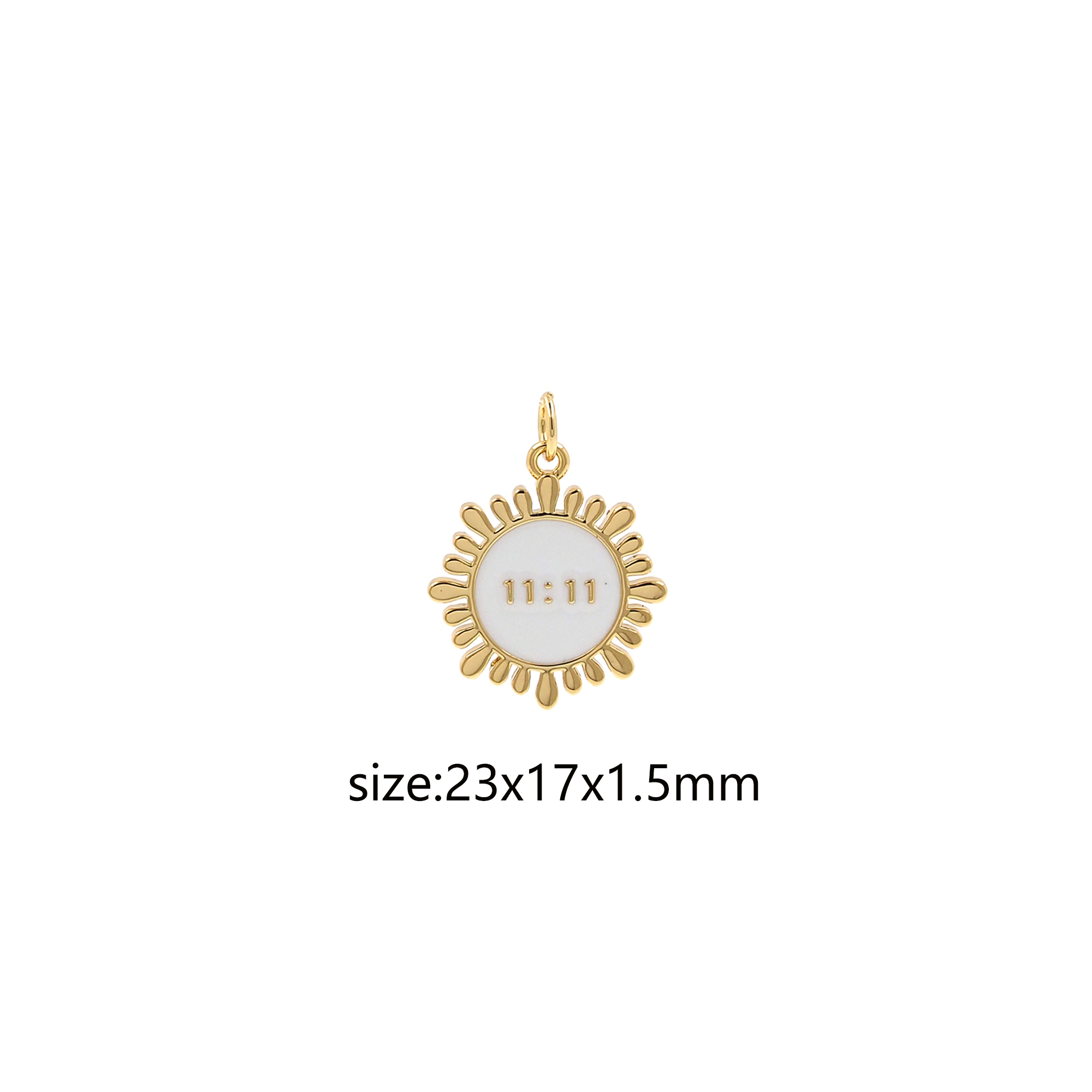 18K Gold Filled 11:11 Pendant,Angel Number Chamr,Enamel 11:11 Earrings Necklace for DIY Jewelry Making Supply