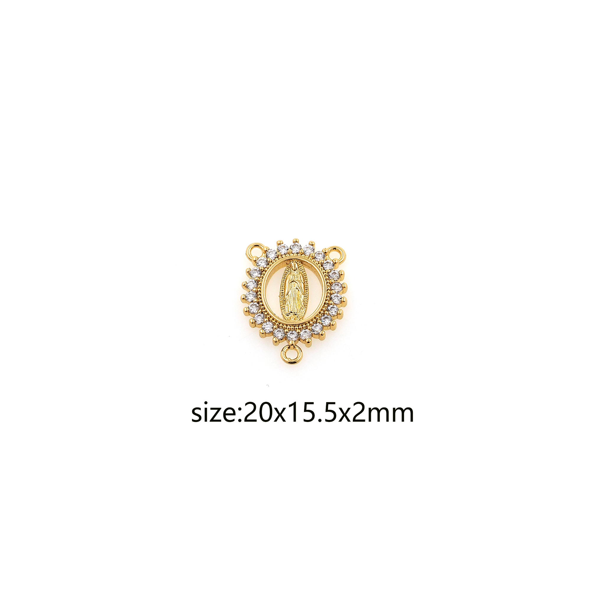 18K Gold Filled Virgin Mary Pendant,Religious Chamr,CZ Micro Pave Maria Earrings Necklace for DIY Jewelry Making Supply