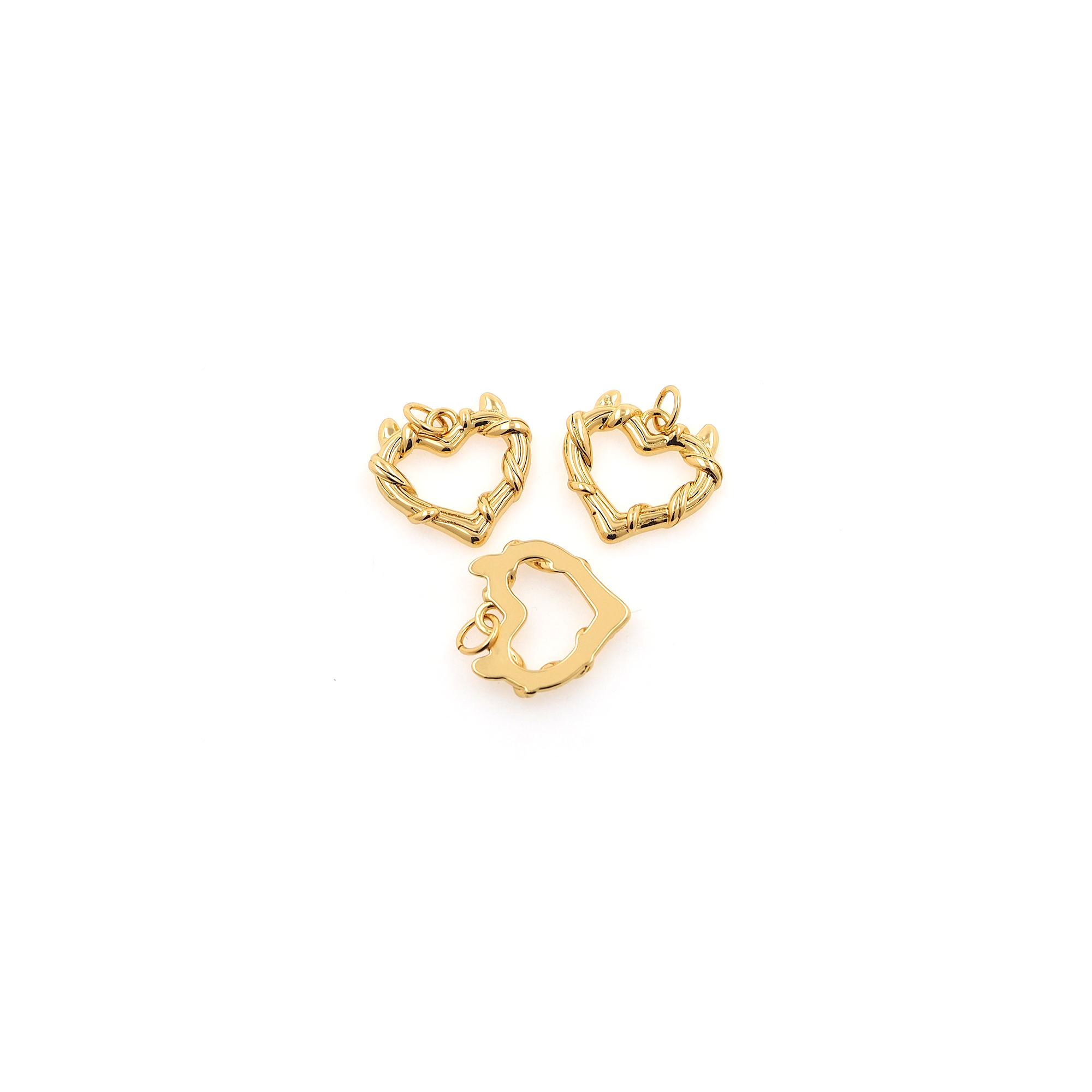 18K Gold Filled Heart Pendant,Dainty Heart Charm Earrings Necklace for DIY Jewelry Making Supply