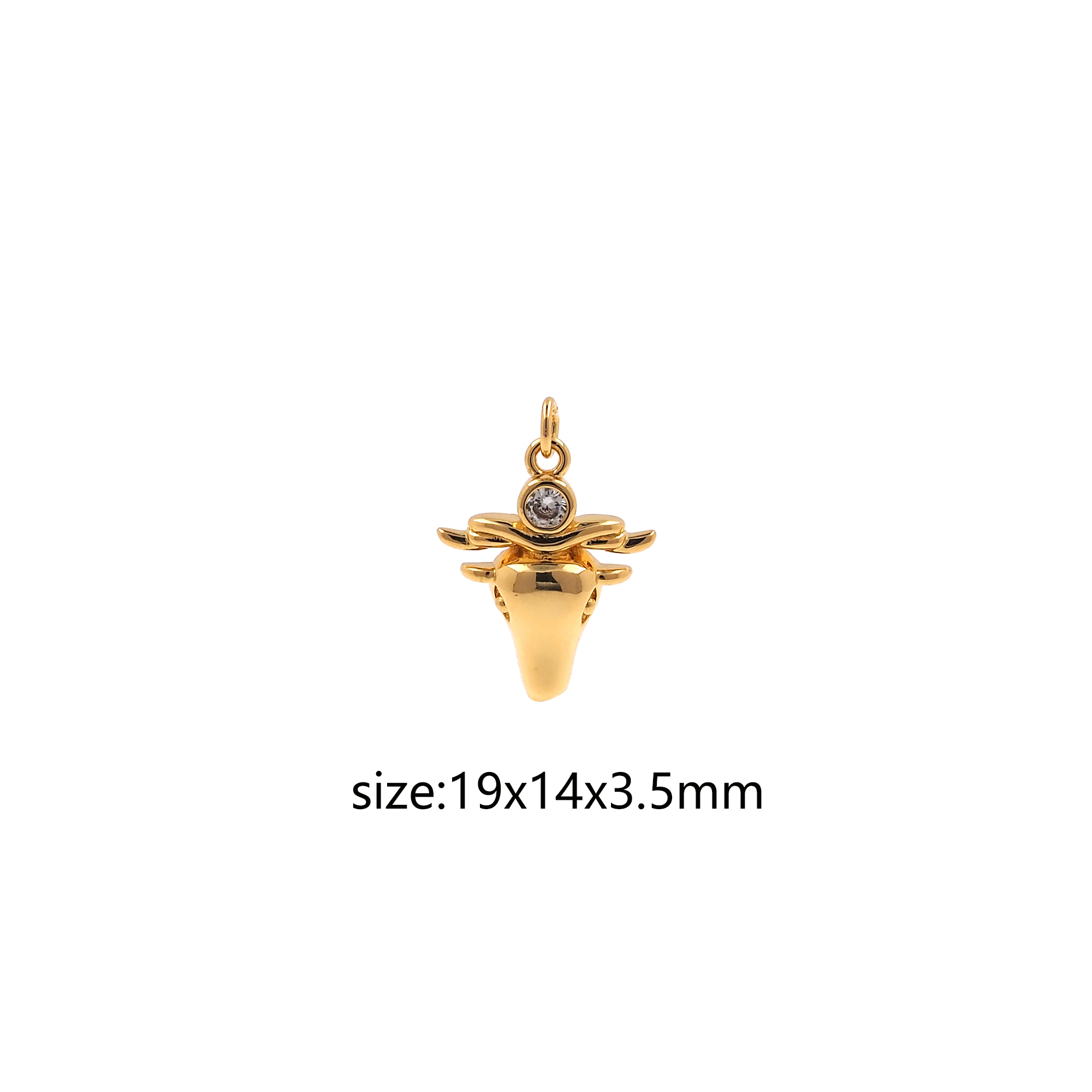 18K Gold Filled Cow Head Pendant,Animal Charm,CZ Micor Pave Cow Earrings Necklace for DIY Jewelry Making Supply