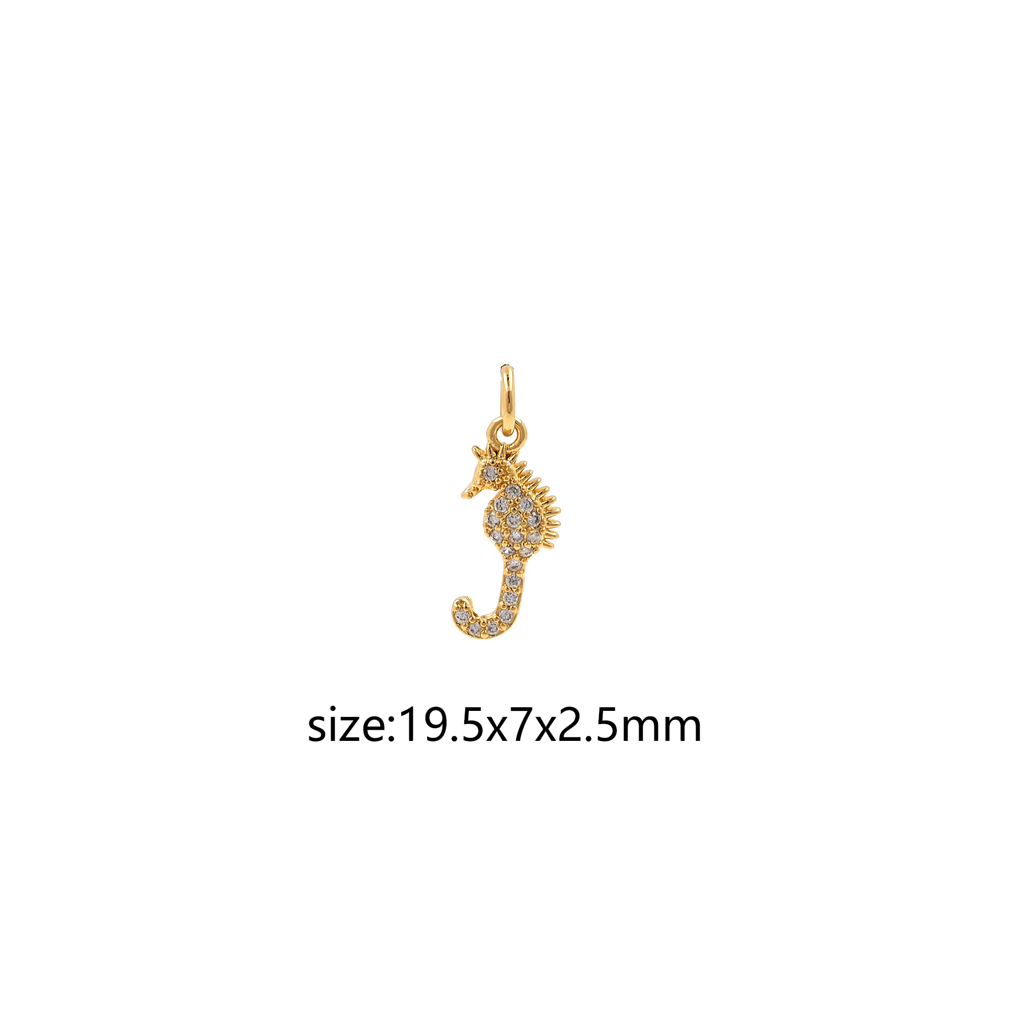 18K Gold Filled Seahorse Pendant,Origami Charm,CZ Micro Pave Seahorse Earrings Necklace for DIY Jewelry Making Supply